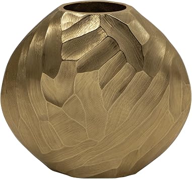 Flower Vase for Home Decor Modern Hammered Metal Accent, Decorative Centerpiece for Floral Arrangements on Dining Table, Coffee Table, or Office, Stylish Home Accessories 10", Gold