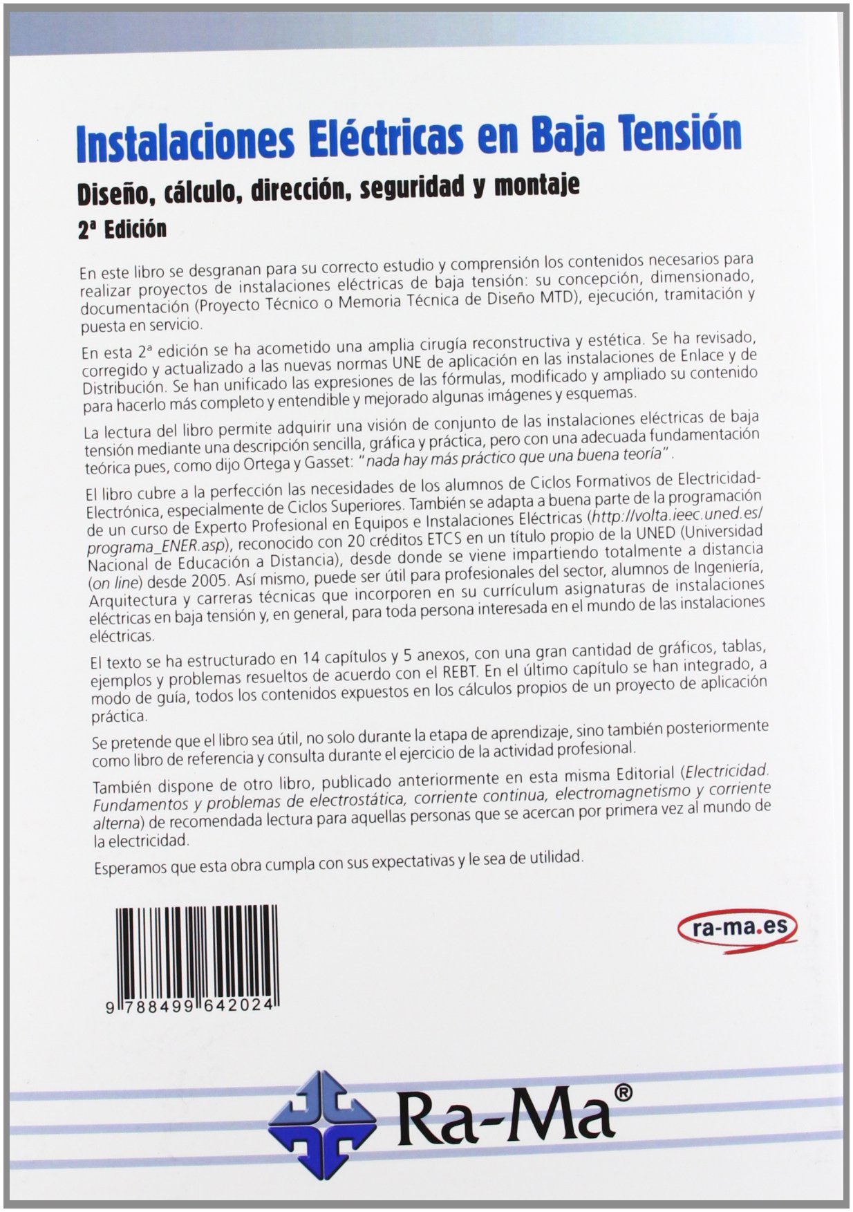 Instalaciones Eléctricas en Baja Tensión. Diseño, Cálculo, Dirección, Seguridad y Montaje. 2ª Edición (INFORMATICA GENERAL)