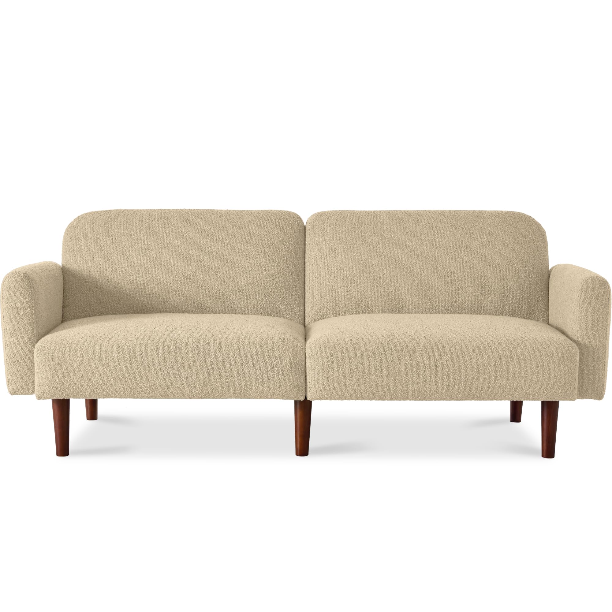 Best Choice Products 77" Mid Century Modern Boucle Loveseat Sofa, Couch, Convertible Sofa Sleeper Bed w/Real Wood, Removable Armrest - Oatmeal