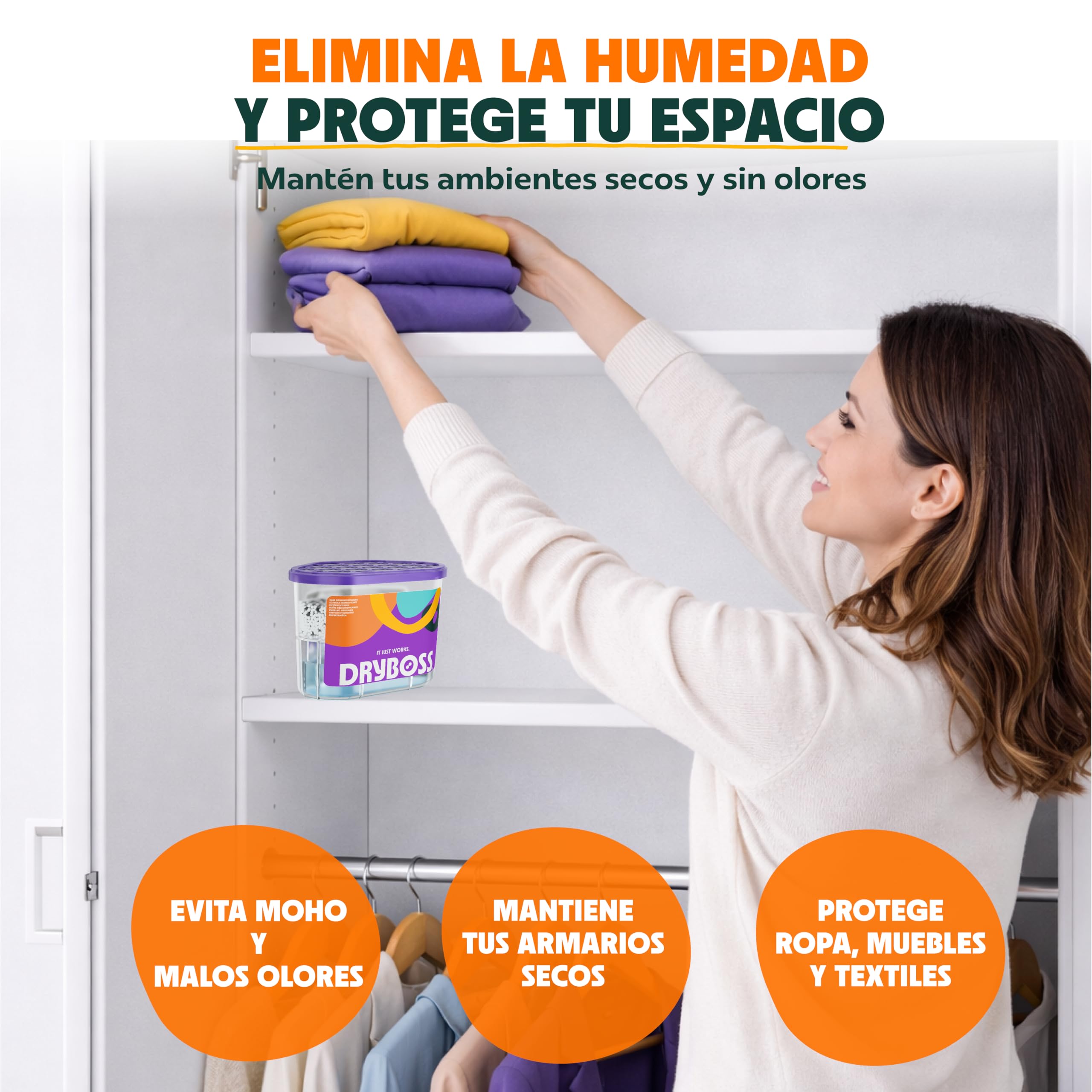 Pack x 6 Deshumidificador Absorbente Anti Humedades de Armarios, Interior Casa, Cajones, Habitacion, Pared, Coche. Quita Olores y Absorbe Humedades. Previene Condensación. Antihumedad