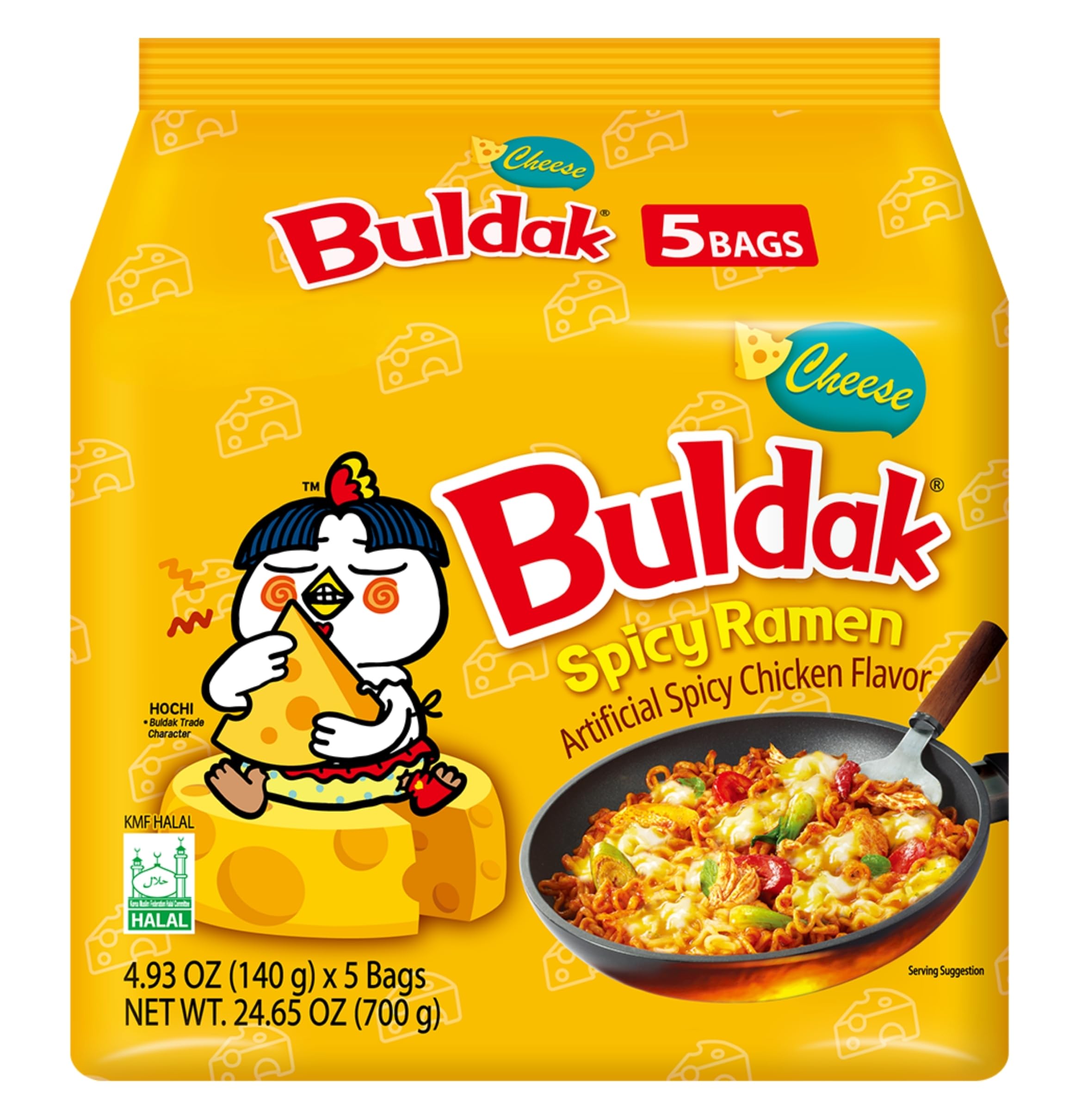 Samyang Buldak Carbonara Ramen Coreano – Fideos Picantes Instantáneos con distintos Sabores - Pack Laborawi (5x130g) - 5