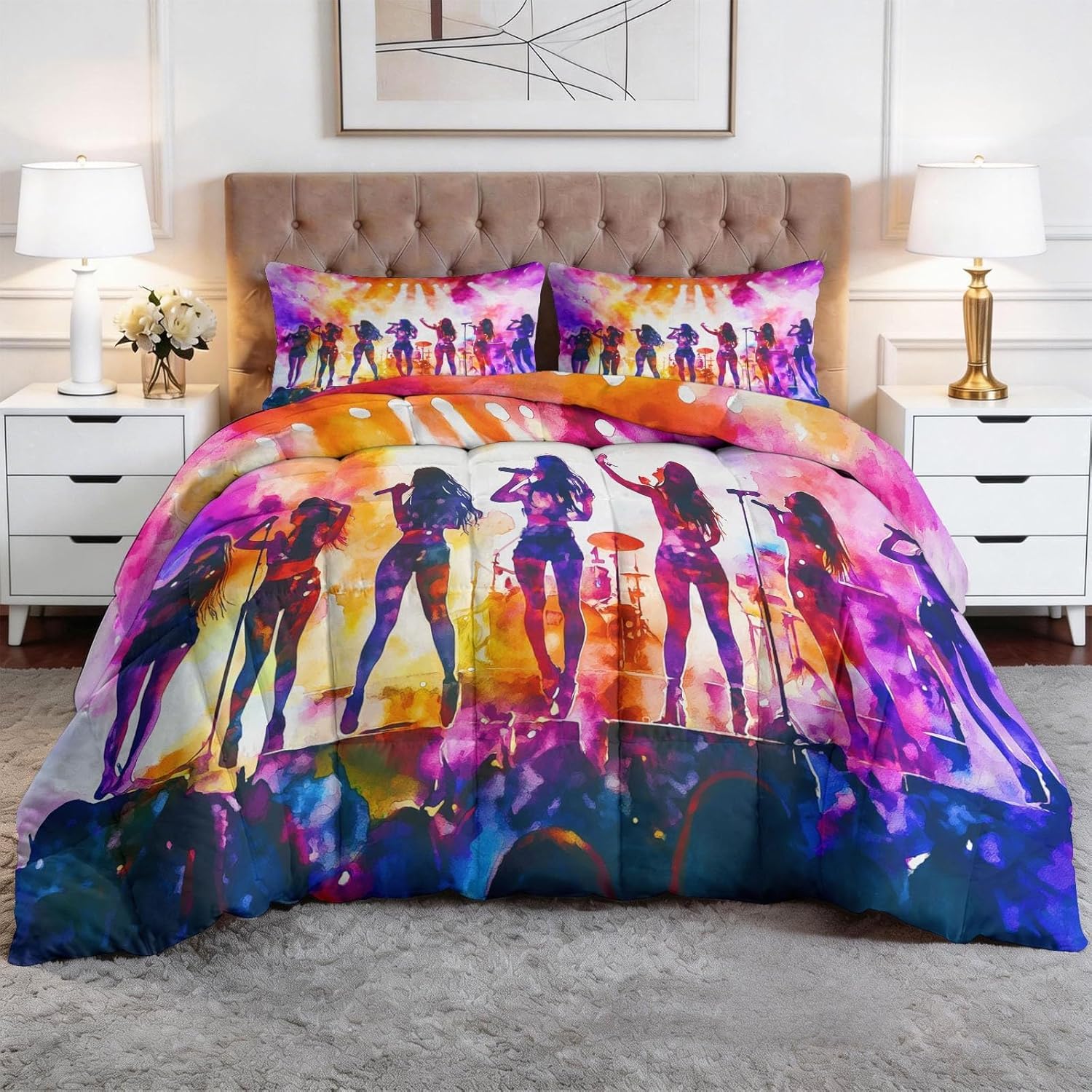 Housse de couette rock 160x200 cm pour chambre ado musique 3D