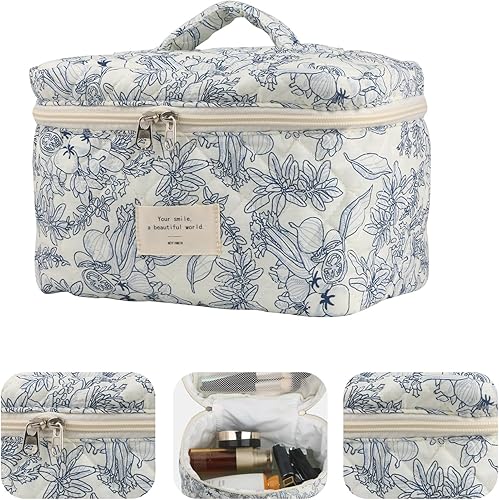 Miniatura 3 de NATINSA Linda bolsa de maquillaje para mujer (2 unidades), bolsas de cosméticos de viaje, bolsa organizadora de artículos de tocador florales de