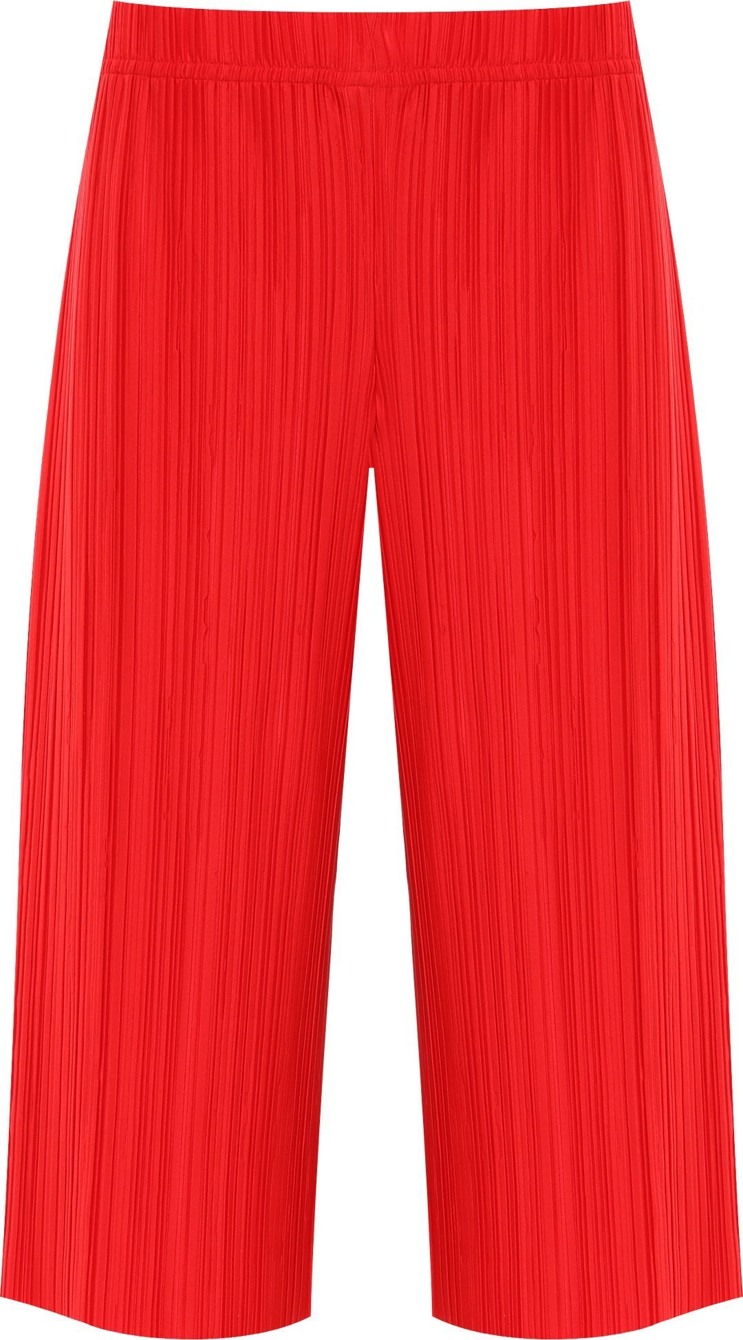 WearAll Women's Plus Pleated Elasticated Culottes Ladies Stretch Baggy Fit Shorts Pants - Red - 20-22