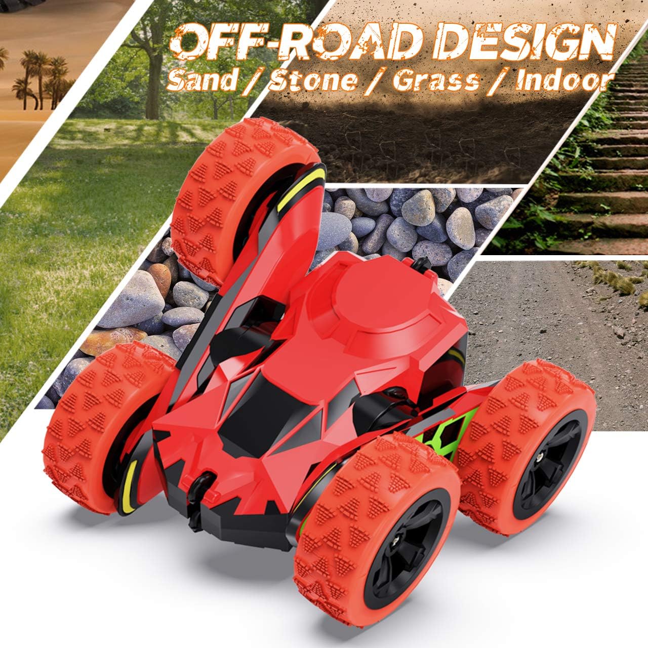 Remote Control Car RC Car, Fixget 4WD 2.4 GHz Remote Control Stunt Car Toys Double Sided Rotating Vehicles 360°Flips, Kids Outdoor Indoor Toys Birthday Gift for Boys Girls (Included Battery)