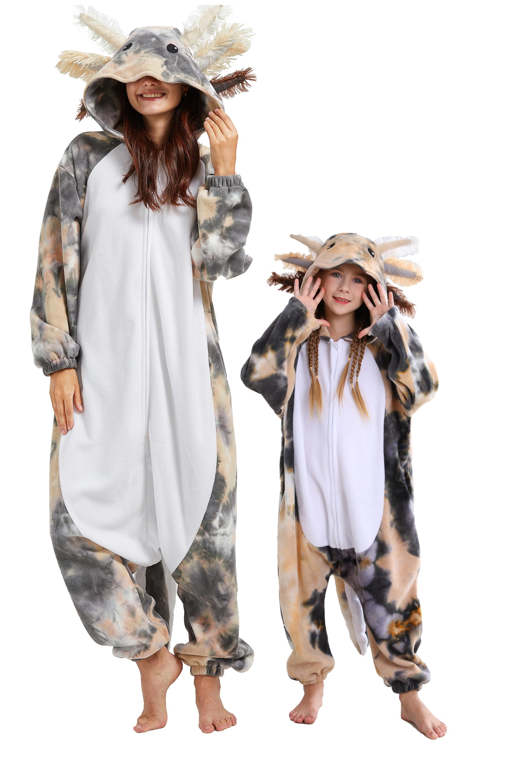 Unisex Axolotl Onesie Pajamas, Animal One Piece Costume Sleepwear Halloween Cosplay Homewear