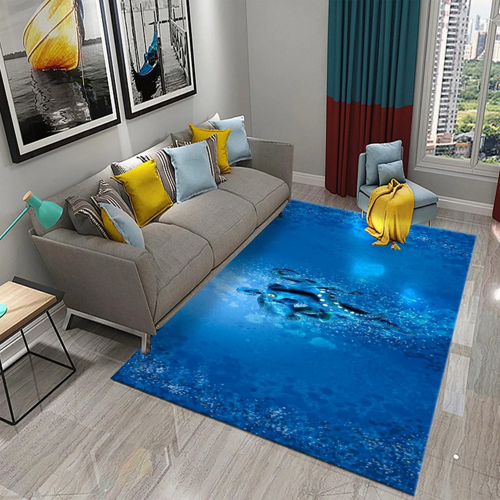 Kids Play Rug 200 X 300 Cm Washable Kids Area Rugs For Boys Bedroom Non-Slip 3D Animal Octopus Carpet Durable Living Room Mat Rug For Playroom Children Bedroom Boys Decor-3304602599182