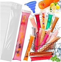 Popsicle Bags Ice Moulds for Water Ice Popsicle Moulds Bag Water Ice Bags with Funnel Ice Moulds BPA Free Ice Pop Bags for Yoghurt Sticks Juice Pack of 200