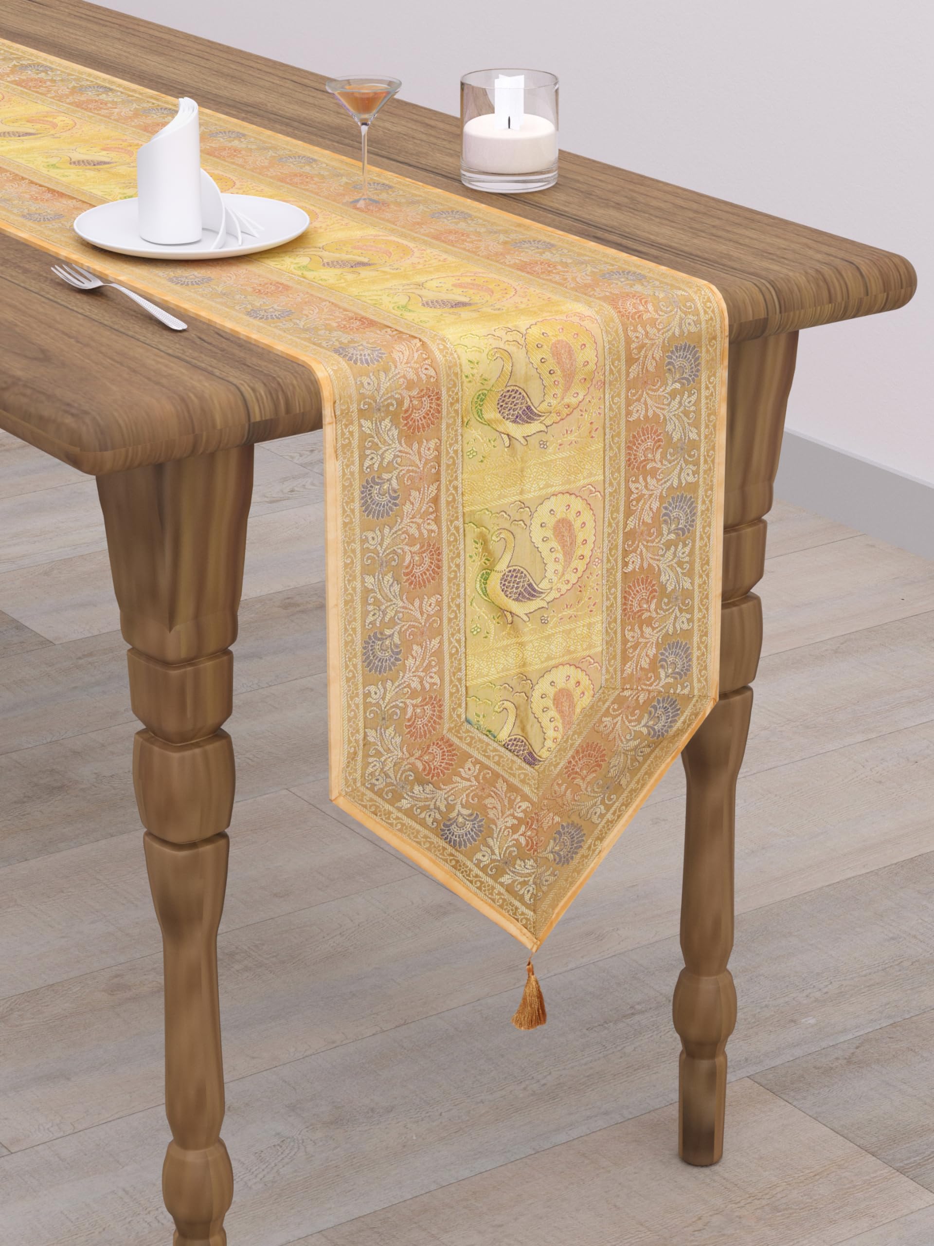 Buy E - Ezra Banarasi Brocade Zari Silk Table Runner Dinning