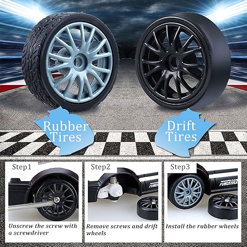 Miniatura 5 de Auto de control remoto RC Drift Car 2.4GHz escala 124 4WD 15KMH Modelo de vehículo de alta velocidad con luces LED Drifting Tire Racing Sport Toy