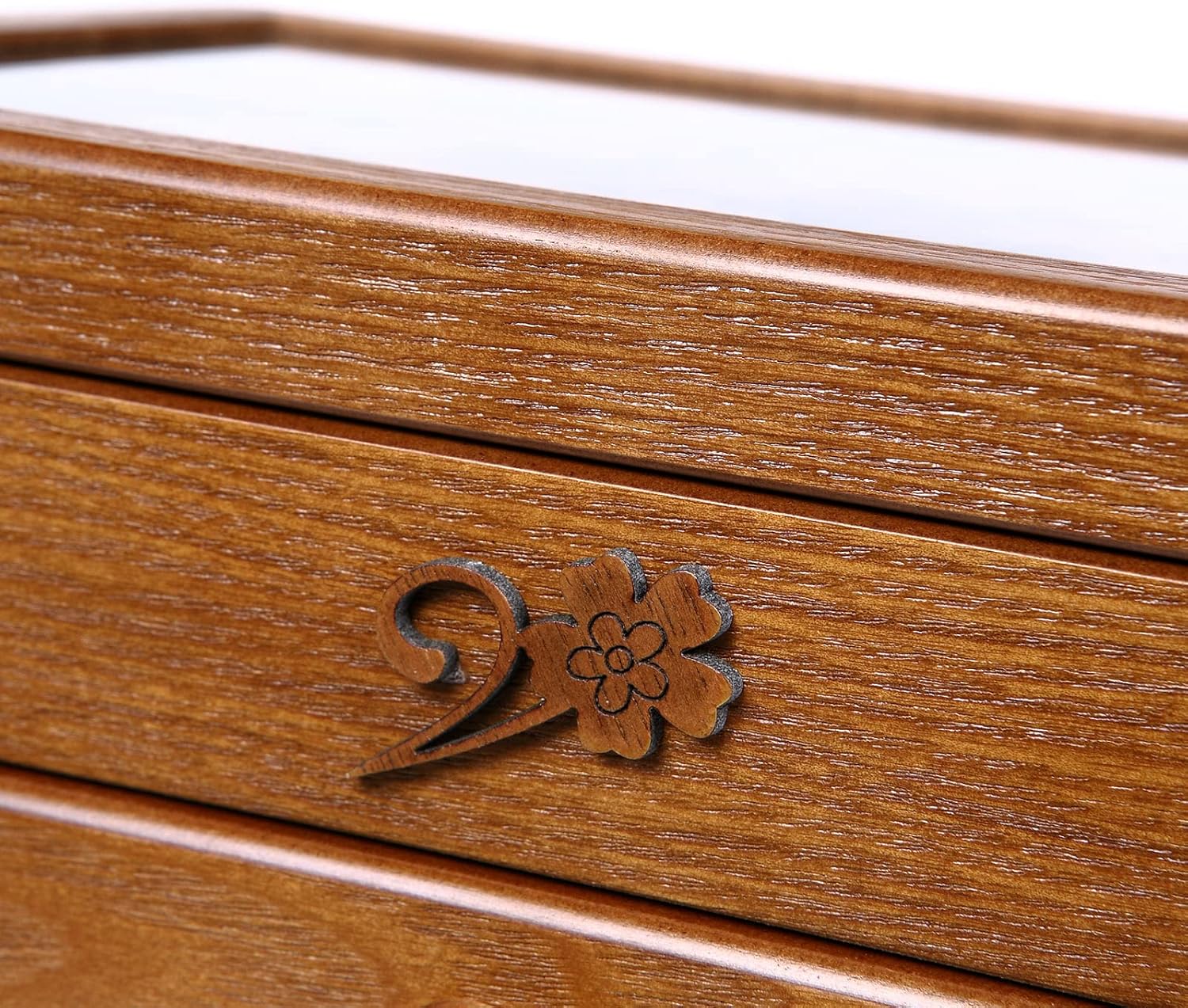 Changsuo Wooden Jewelry Box for Women with, Drawers, Small Jewelry Storage Organizer