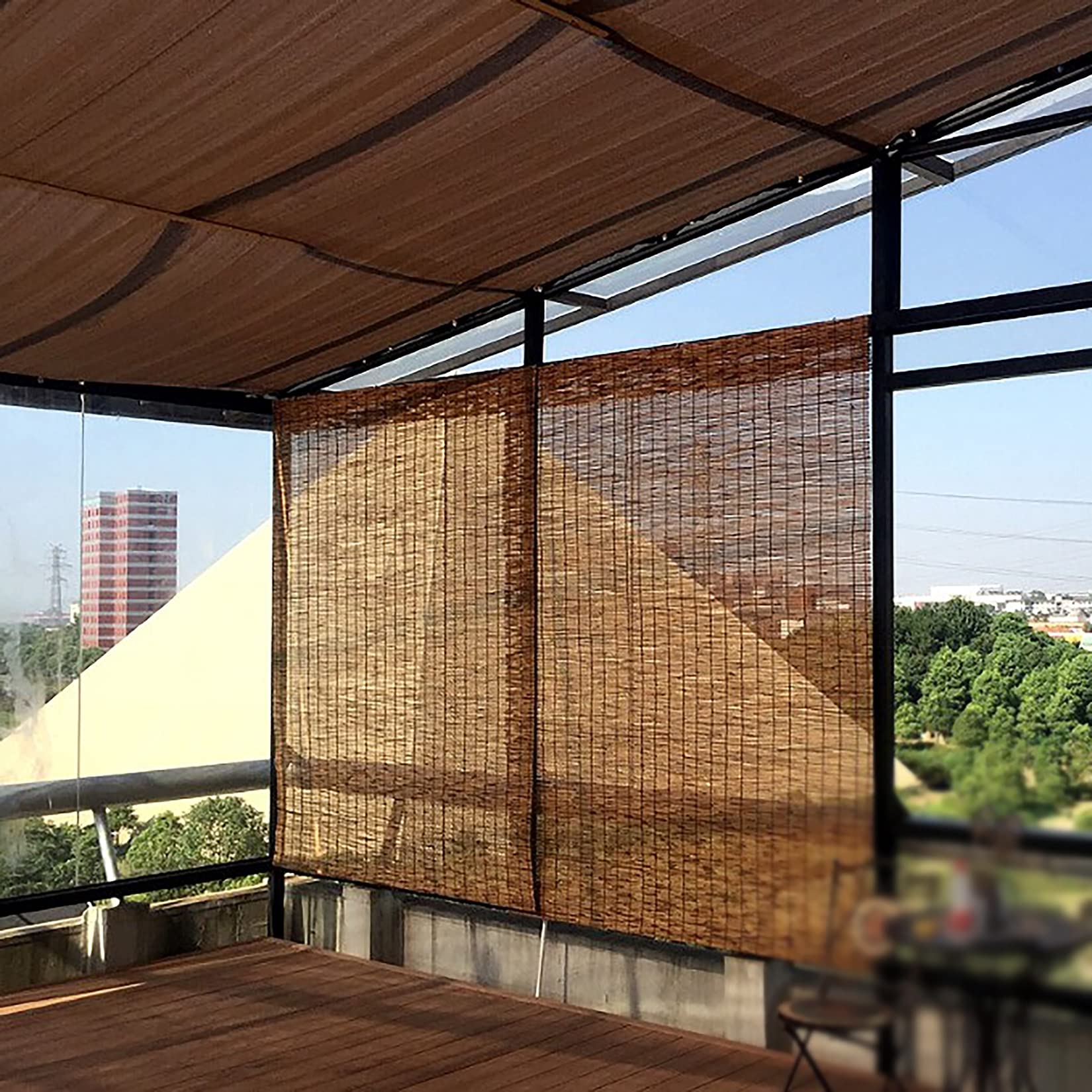 Naturalna zasłona trzcinowa, żaluzje zaciemniające, dekoracyjna zasłona retro, ręcznie tkana, oddychająca i anty-UV, łatwa instalacja, do ogrodu, na balkon, pawilon, możliwość personalizacji, 120 x 230 cm