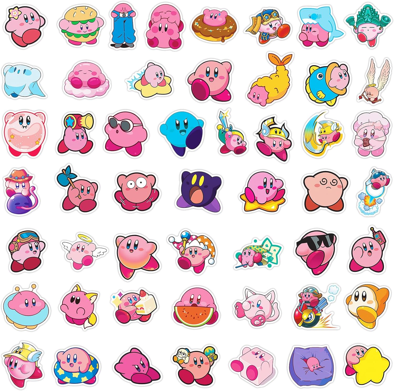50pcs Kirby Game Stickers for Kids, Cool Waterproof Vinyl Decal for Teen Adult Boy Laptop, Travel Case, Phone, Bike, Water Bottle, Guitar, Computer, Skateboard (Black) - Image 3