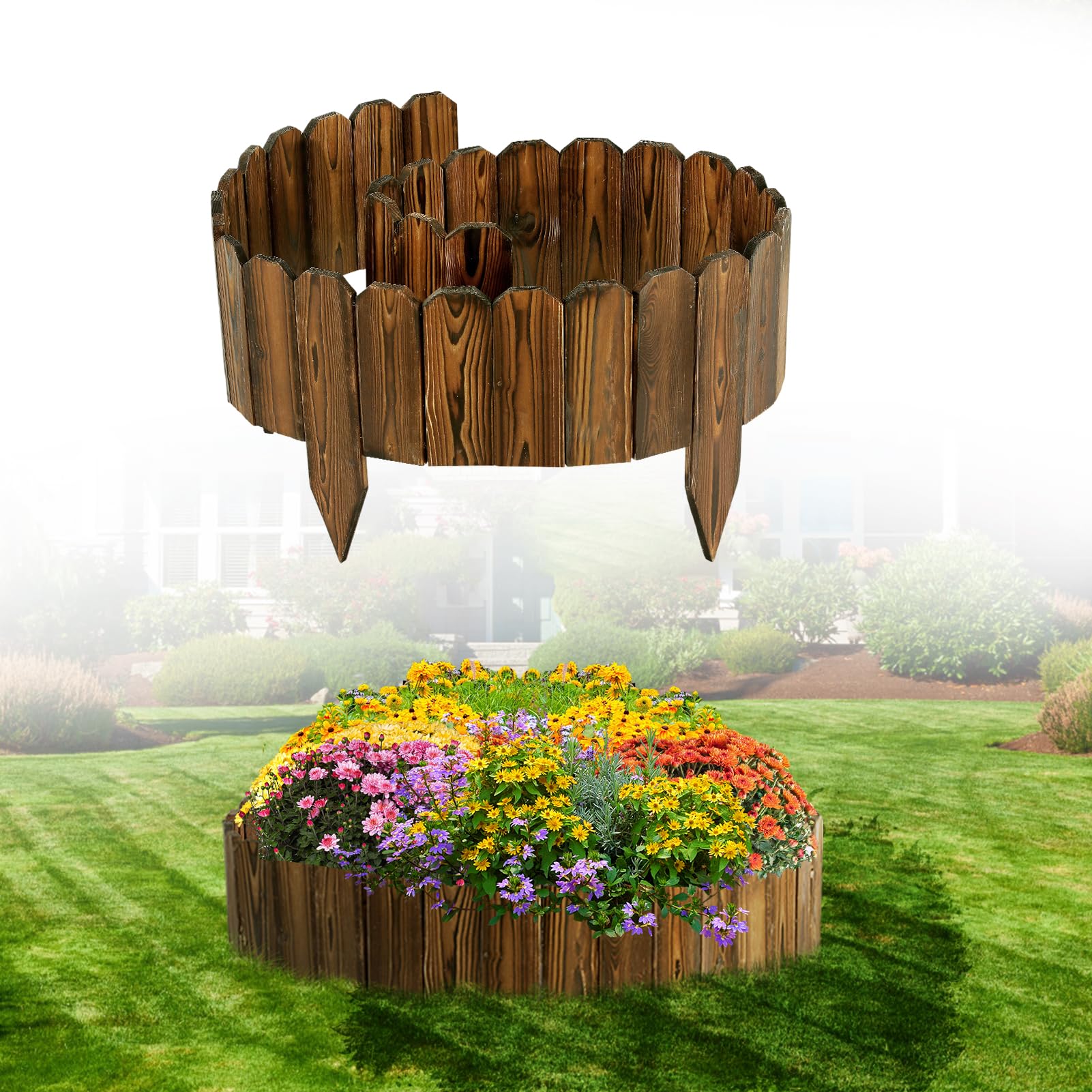 Acostop Wooden Garden Edging — Pine, 8in x 7.9ft