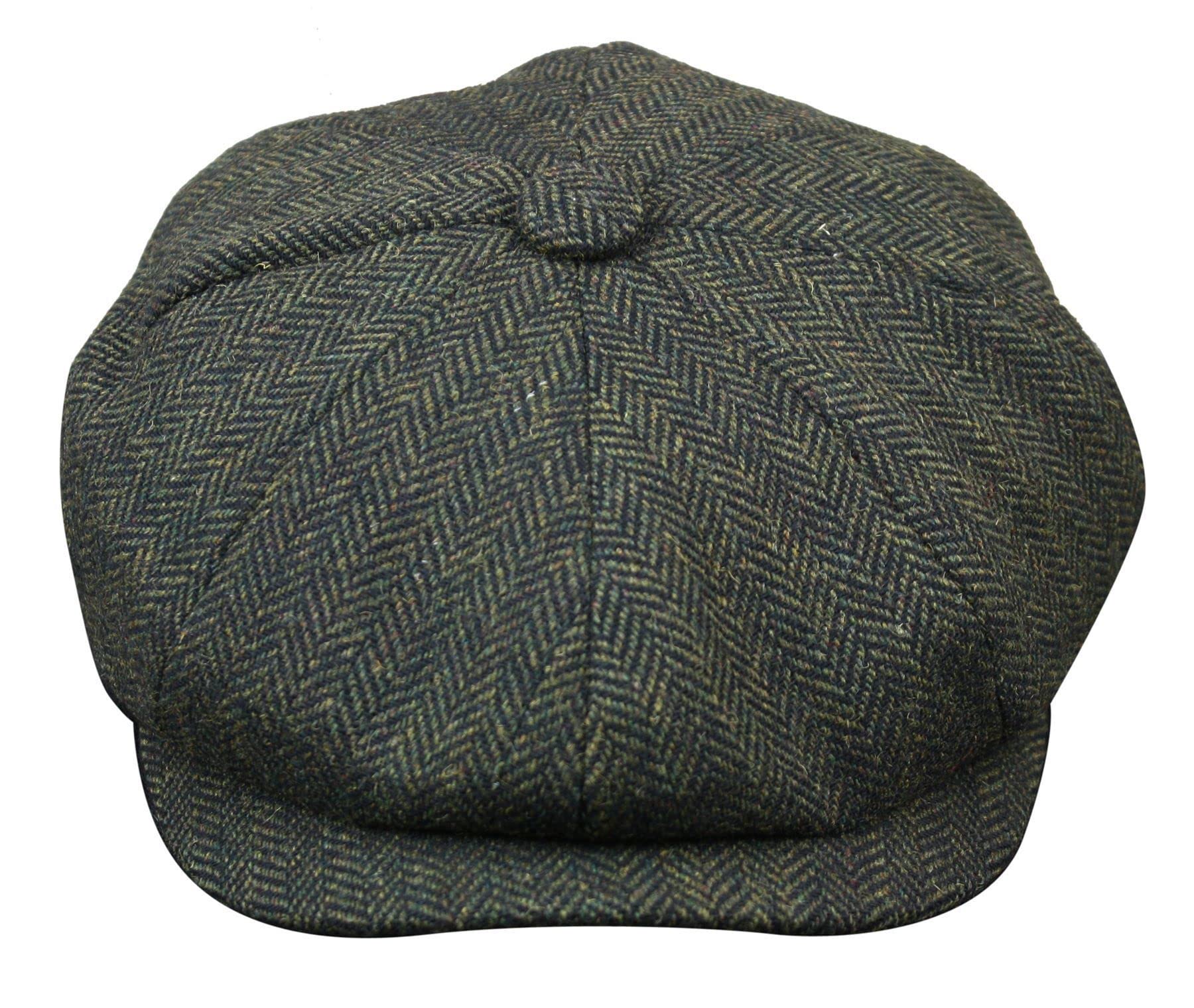 Infinity Leather Mens Blinders Charcoal Tweed Gatsby Flat Baker Hat L