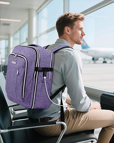 Vista 66 de Mochila de viaje para hombres y mujeres, mochila de transporte aprobada por vuelo, mochila para laptop de 17 pulgadas, bolsa grande, Verde, Mochilas