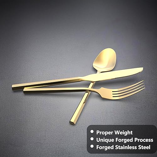 Miniatura 10 de Juego de cubiertos negros de acero inoxidable de 20 piezas, cubiertos con asa, moderno acabado espejo, servicio para 4, apto para lavavajillas