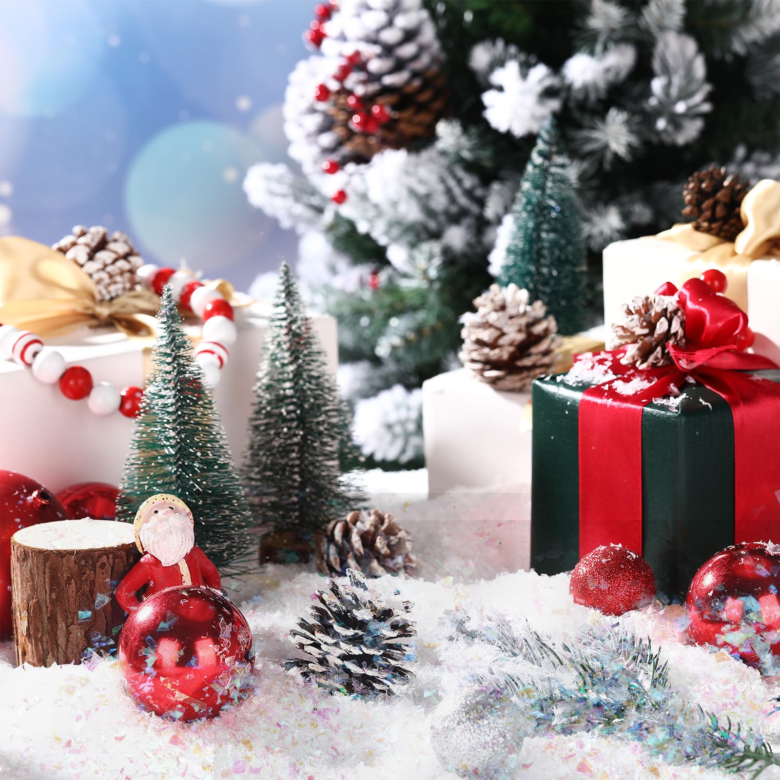 Künstliche Schneeflocken für Weihnachten, glitzernd, Puderfüller, Weihnachtsschnee, Dekoration, Basteln, funkelnder Schnee für Weihnachtsfeierzubehör (bunt, 963 ml)