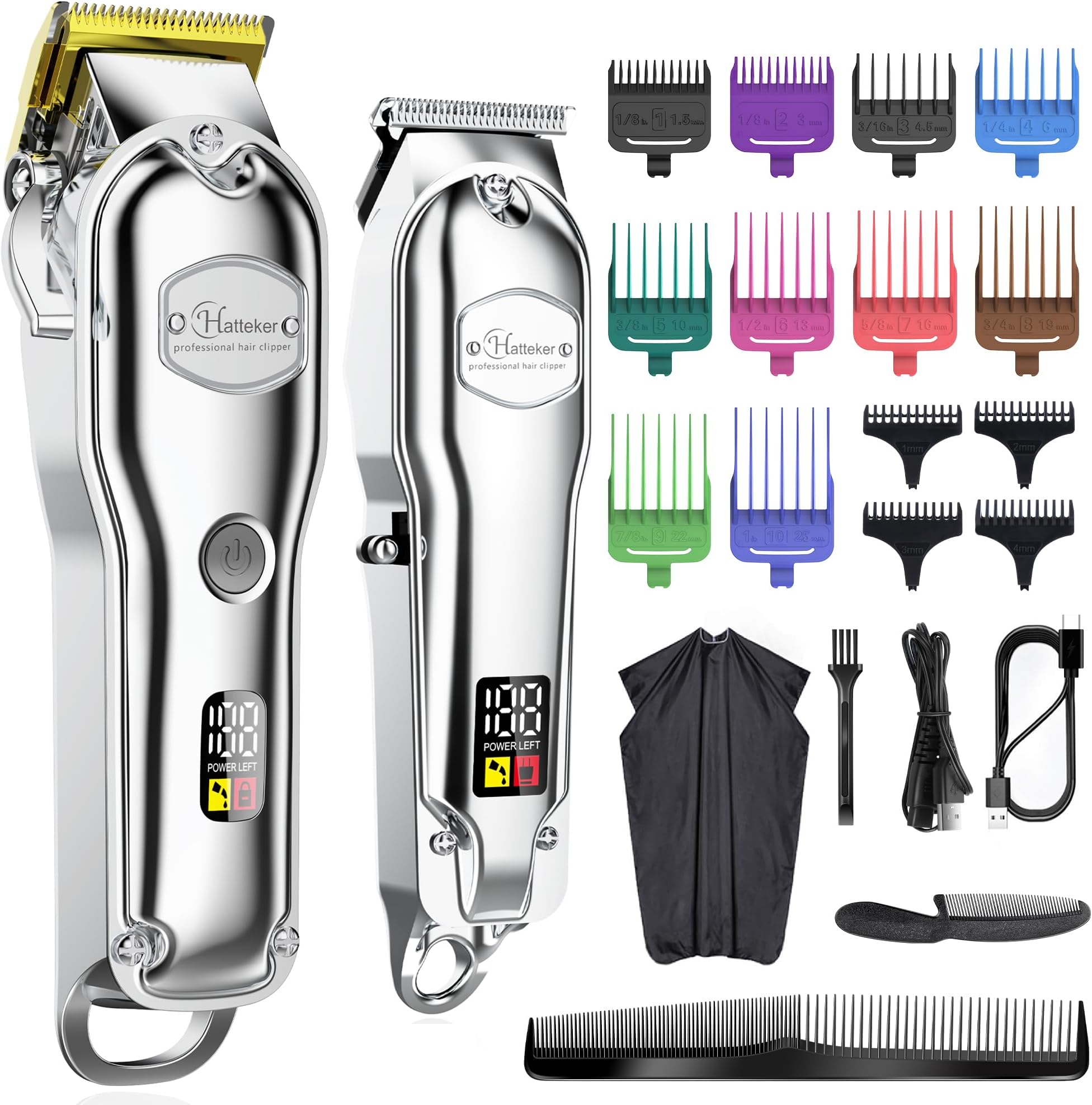 Hatteker Hair Clipper for Men IPX7 Waterproof Cordless Barber Clipper for Hair Cutting Kit with T-Blade Trimmer Beard Trimmer Kids Clipper Professional USB Rechargeable