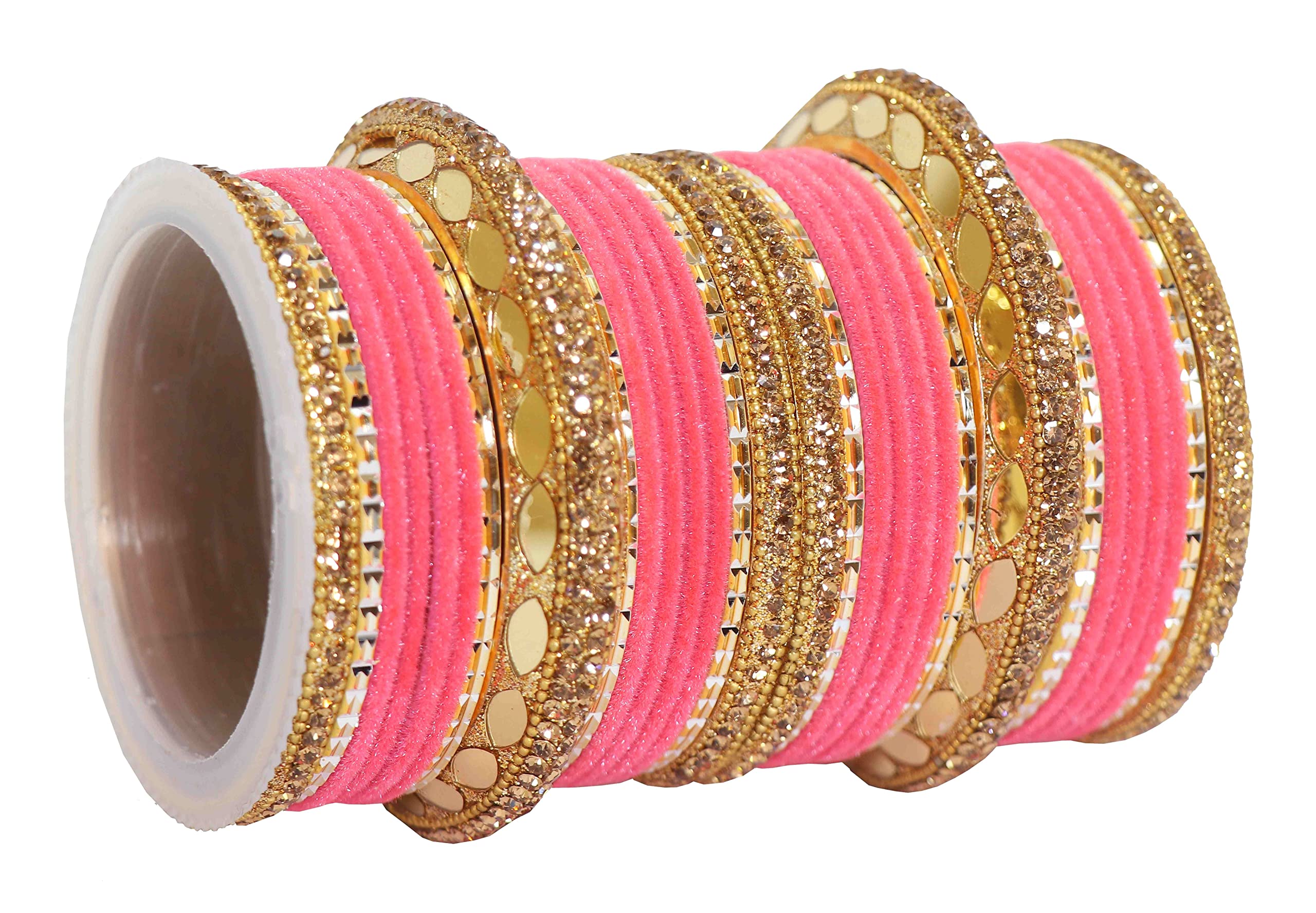 Zircon Gemstone Velvet Chuda Set For Girls