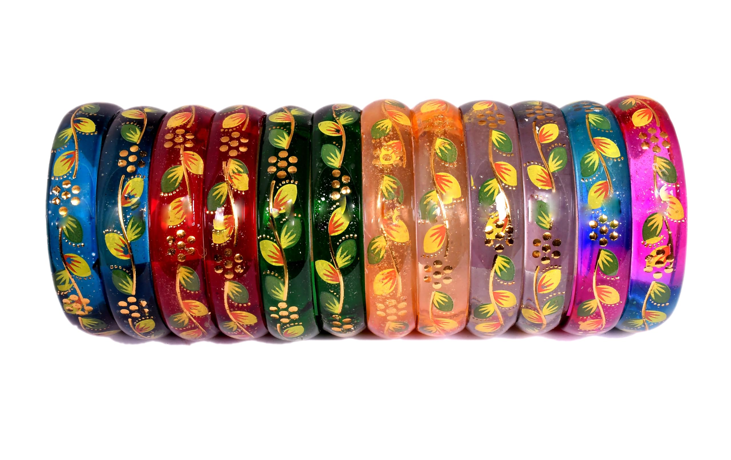 Swara Creations Traditional Bangles Set |Glass Kade in Crystal Glossy Finish with leaf design| Bangles Kada for Women & Girls(Set of 12) (B0CL3LJVQY) Amazon Price History, Amazon Price Tracker