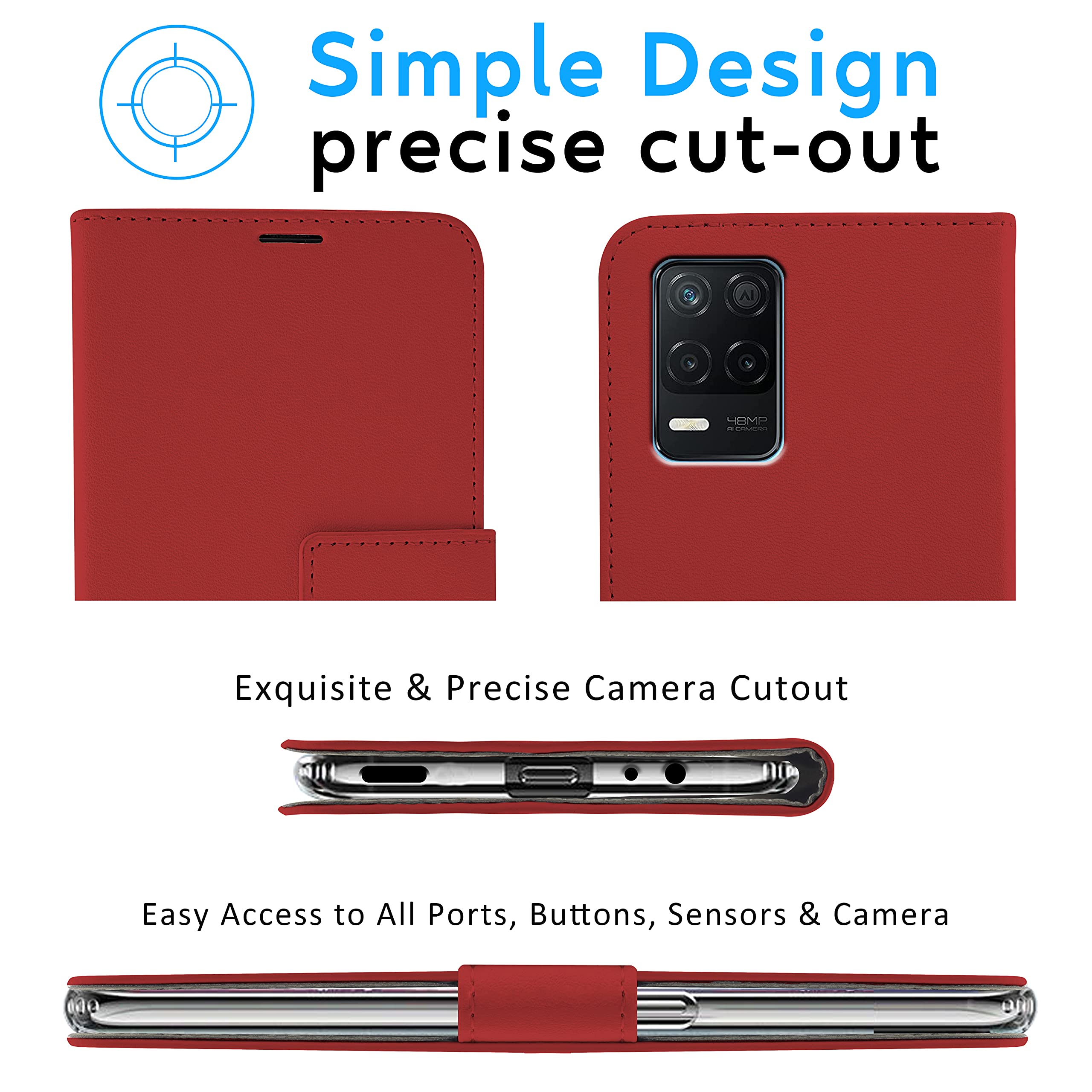 N NEWTOP Cover Per Realme 8 5G - Custodia Libro Flip In Similpelle Con Portafoglio E Chiusura Magnetica (Nero) - 2