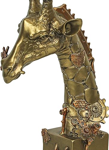 Miniatura 2 de Zeckos Escultura de jirafa steampunk con acabado de bronce de resina, 11.75 pulgadas de alto, figura artística para decoración del hogar, captura
