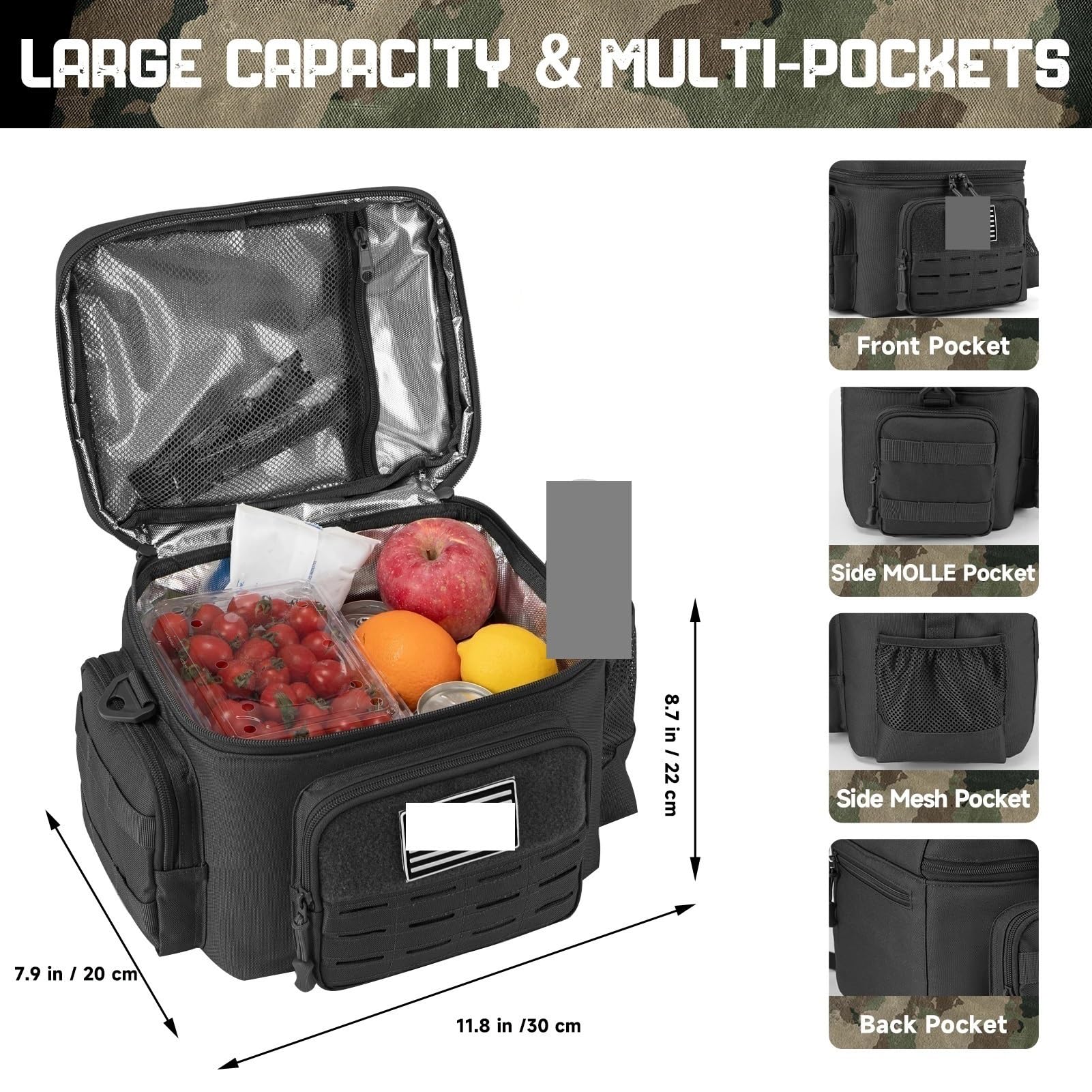 Bolsa De Almuerzo Fiambrera for el Trabajo, Bolsa térmica Aislante a Prueba de Fugas, Comida, Camping, Picnic, Bolsa de Almuerzo Resistente, 2 uds. para Oficina，Picnic(Khaki)