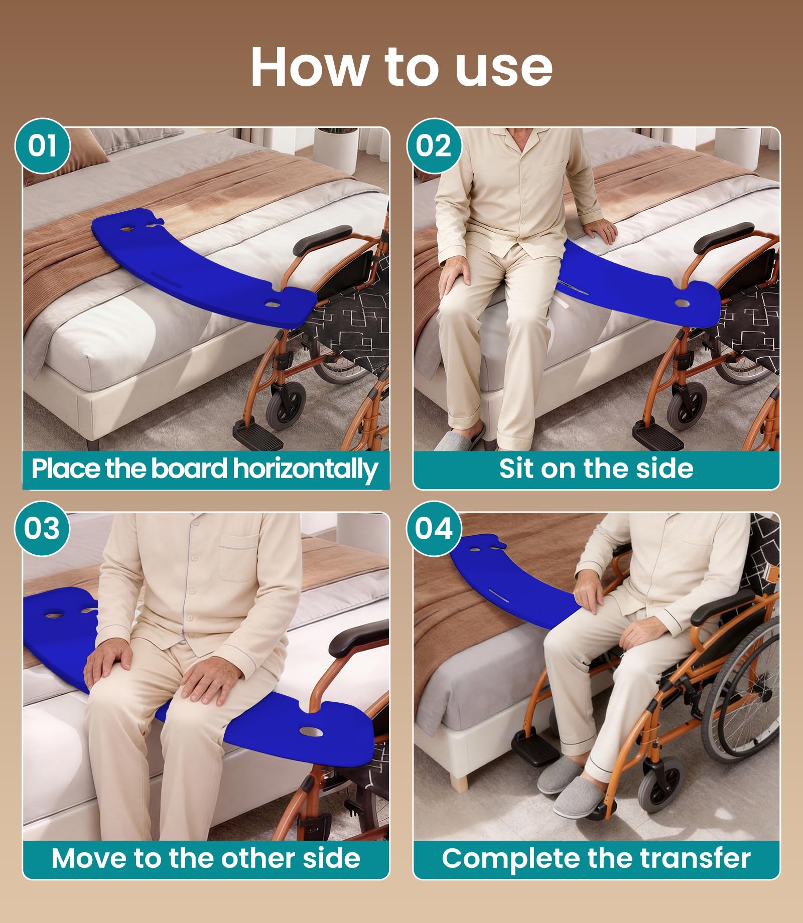 VOCIC AY07 Planche antidérapante pour fauteuil roulant Bleu