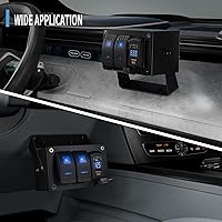 Vista 6 de Joinfworld Caja de Interruptor Basculante de 2 Posiciones Impermeable 12V Panel de Interruptor de Barra de Luz LED SPST ON/OFF con Doble Toma USB PD