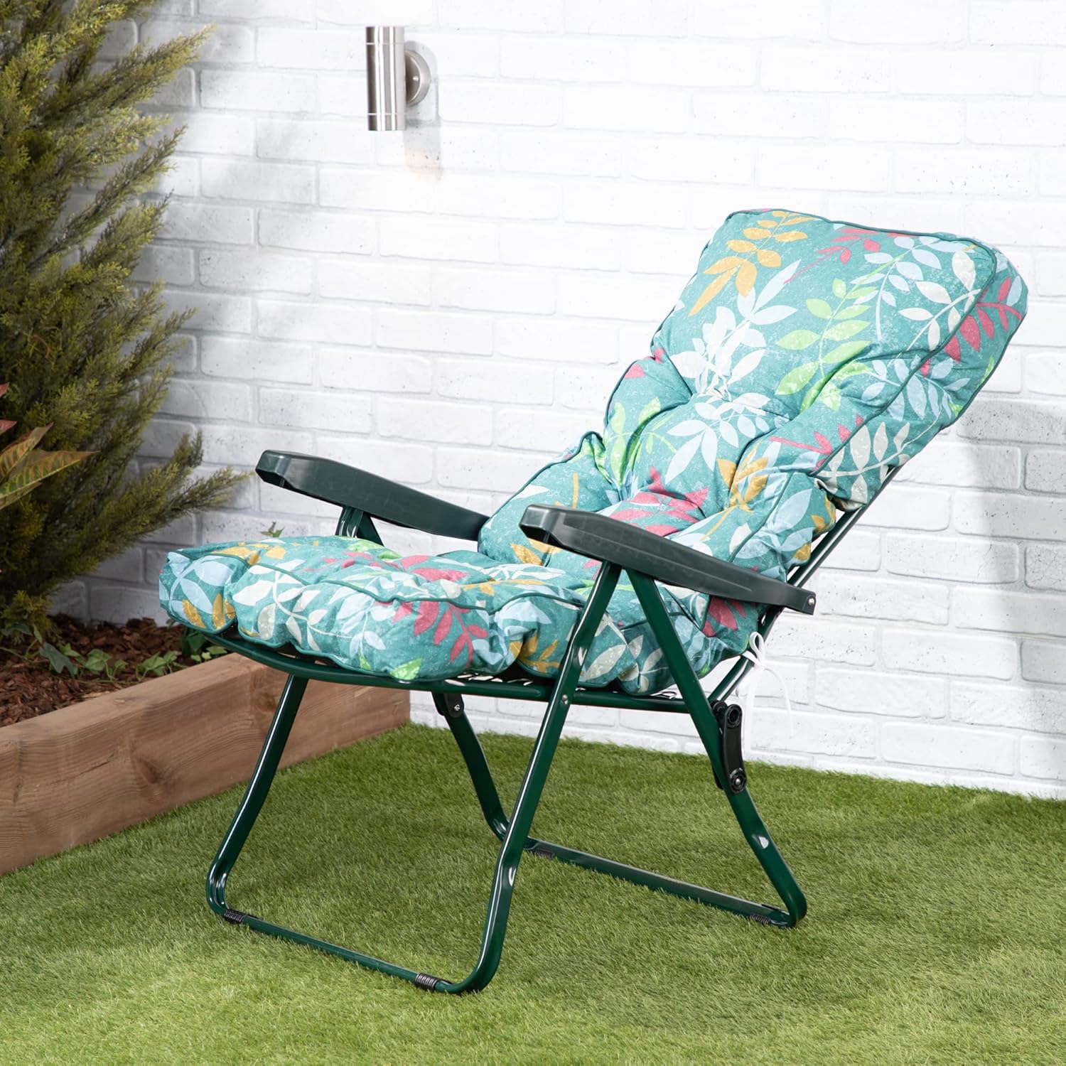 Buy Alfresia Garden Recliner Chair In Green with Classic Cushion