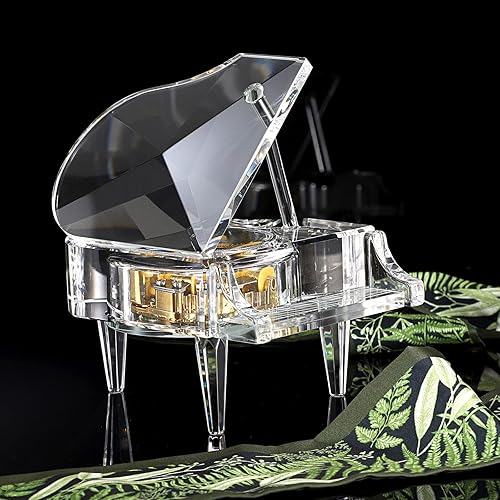 Miniatura 5 de ELLDOO Crystal Music Box, Mechanical Clockwork Decorative Piano Musical Box,Transparent Piano Ornament Romantic Gift for Girl Women (Tune: for Elise)