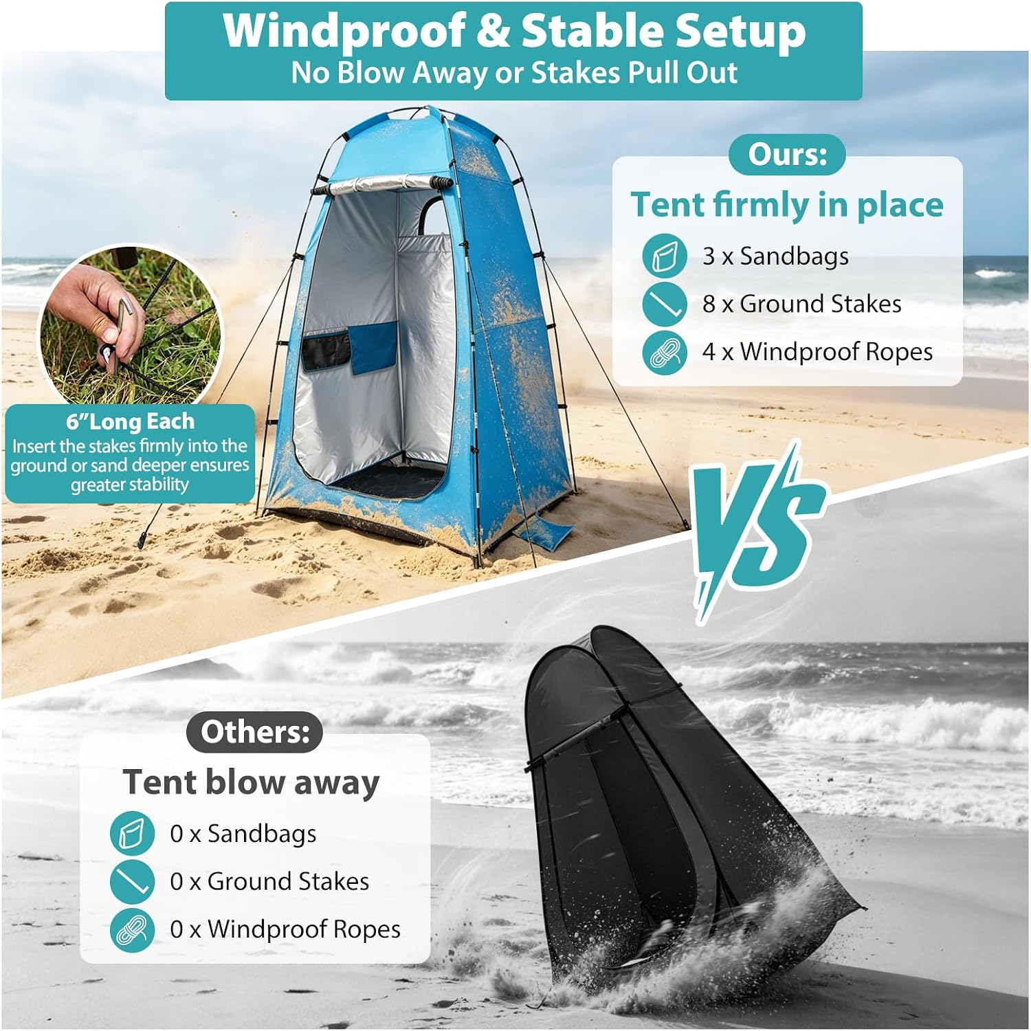 Shower Tent for Camping,82.7” Extra Tall UPF 50+ No-See-Through Changing Tent,Portable Privacy Shelter with Floor Tarp,Privacy Bathroom Toilet for Beach,Outdoor,Music Festival,RV Camp,Easy Setup