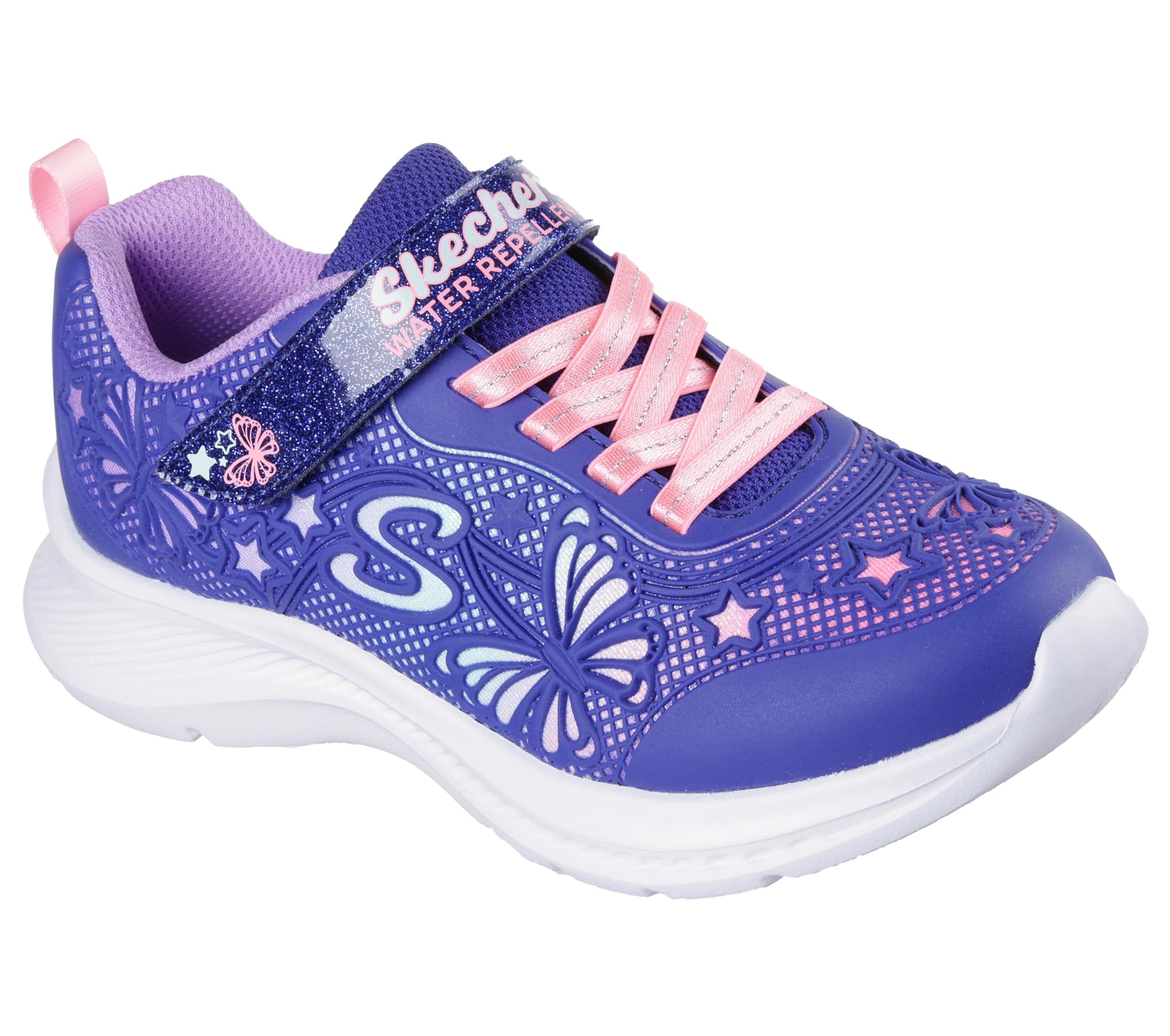Skechers Girl's Jumpsters 2.0 Butterfly Flush Sneakers, Navy KPU/Multi Trim, 3 UK Child
