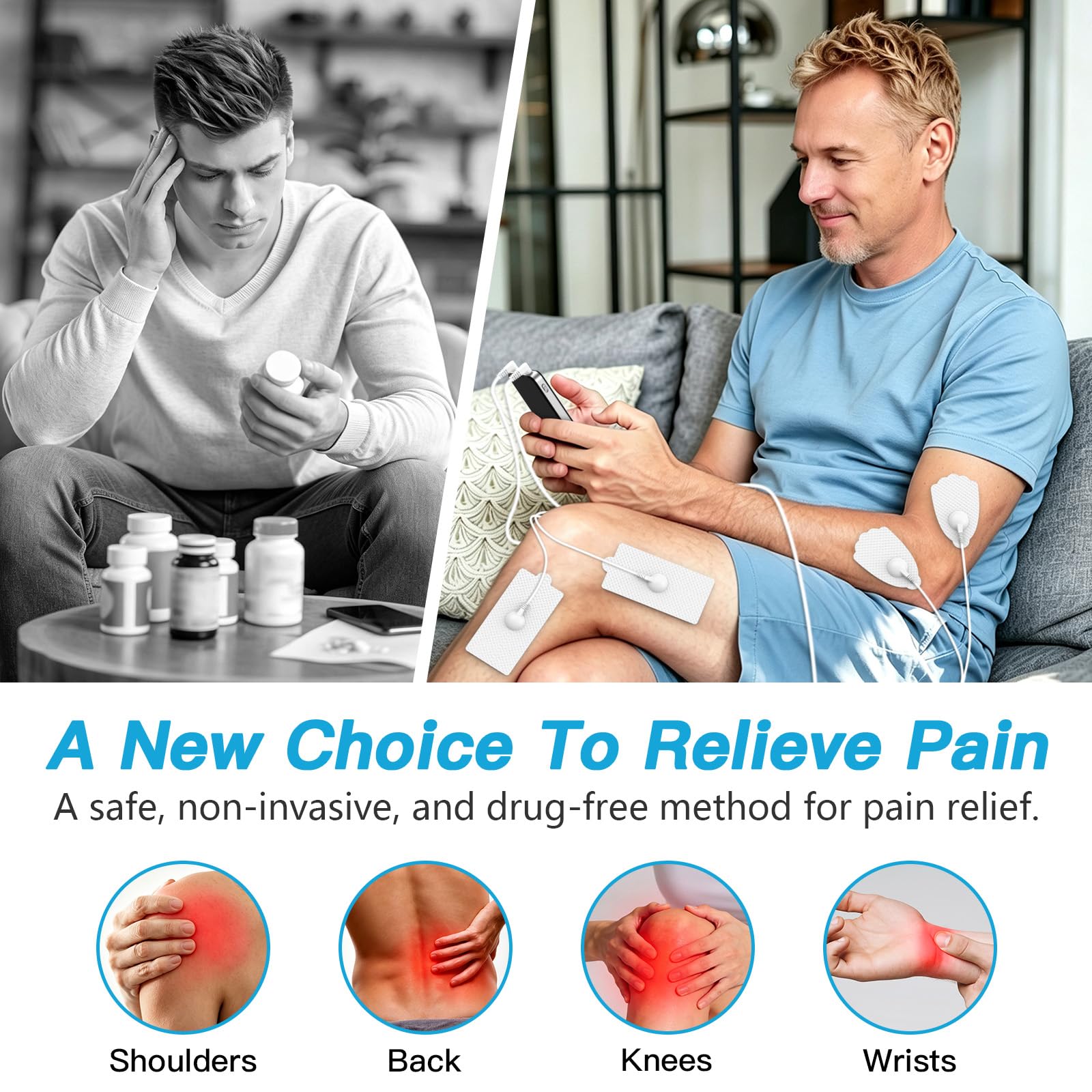 24 Modes TENS Unit Muscle Stimulator with 3.75’’ Large Screen,TENS Machine with 12 Pads & Rechargeable Electronic Pulse Massager Muscle Massager for Shoulder, Neck, Back Pain Relief & Muscle Recovery — Amazon image 3
