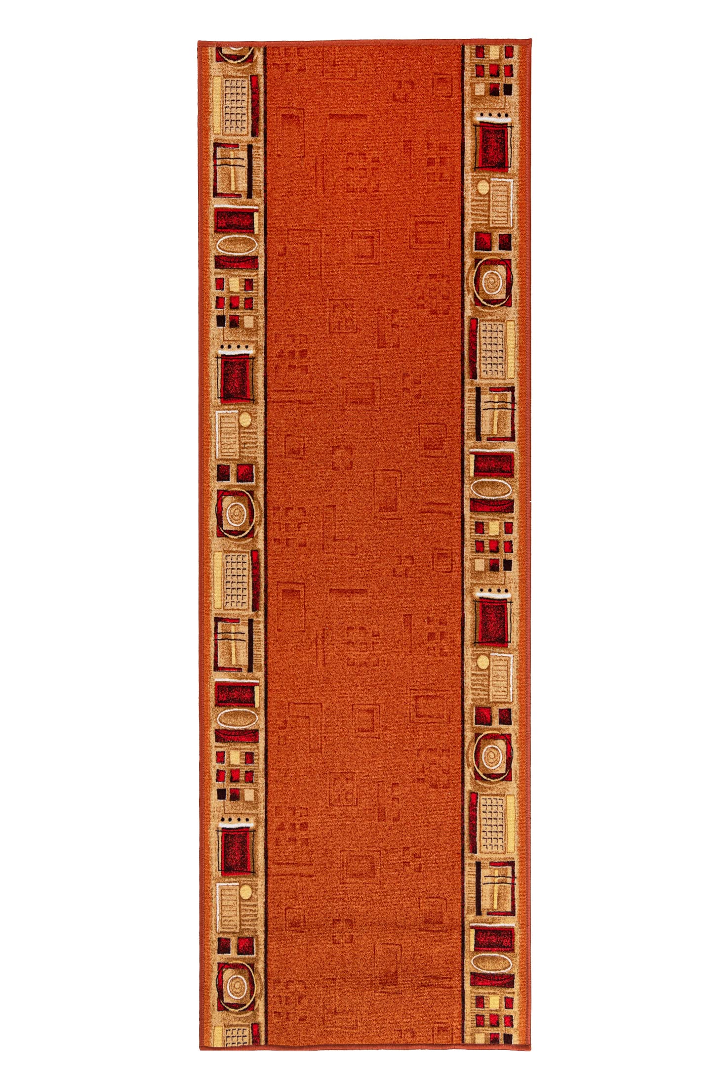 Mazovia Tapis de Couloir Couloir 80x775cm Orange Classique Rétro 90 Doux | Tapis de Couloir pour Cuisine Buanderie Chambre Entrée Antidérapant Chauffage au Sol Facile D'entretien Long Vendu au Mètre