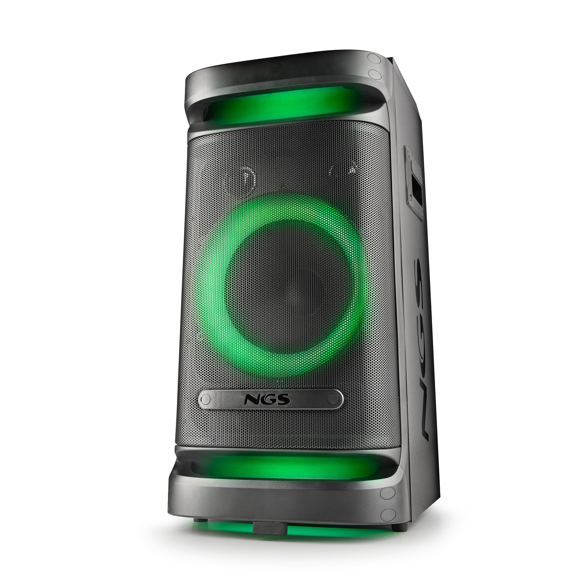 NGS Wild Space 1 – Altoparlante portatile Bluetooth 5.3 per feste, 900 W, subwoofer 10", luci LED RGB, TWS, karaoke, batteria 6H, ruote e maniglia, nero | 900 W (180 W RMS). Subwoofer e 2 tweeter. Ruote USB/AUX IN/Micro SD. True Wireless. 6 ore di autonom
