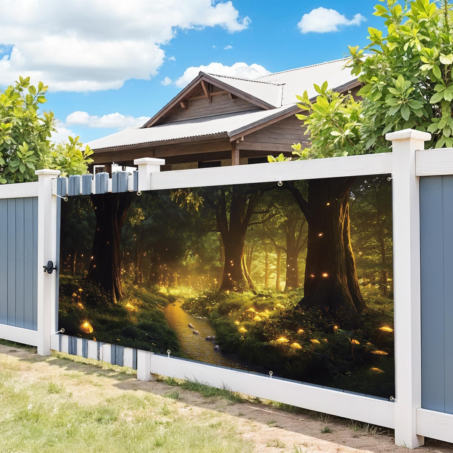 ANNA QUEEN Misty Forest Garage Door Banner 6 x 13FT,Outdoor Garage Decoration for Parties Home Decor
