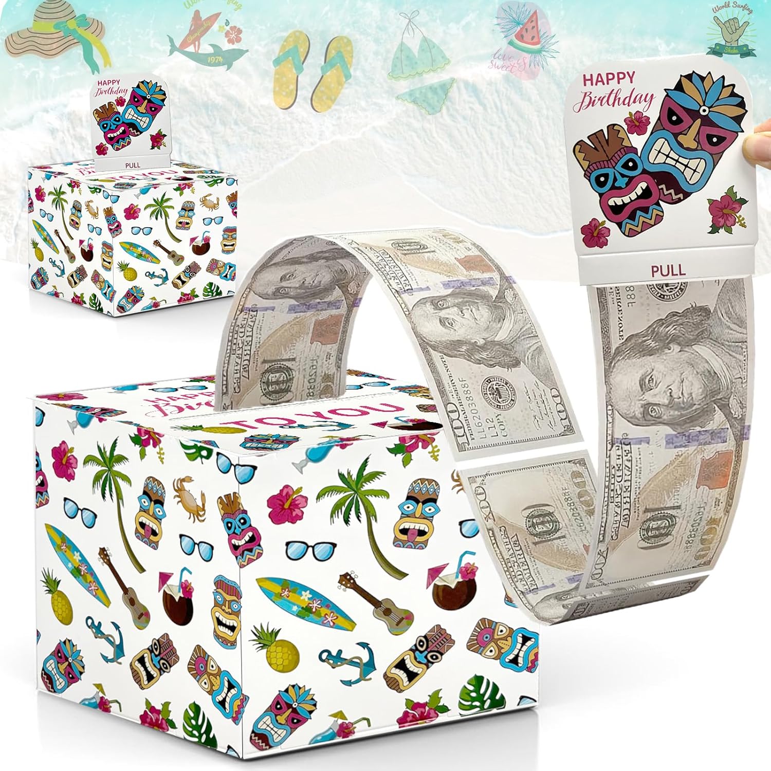 Happy Birthday Money Box for Cash Gift Pull, Surprise Money