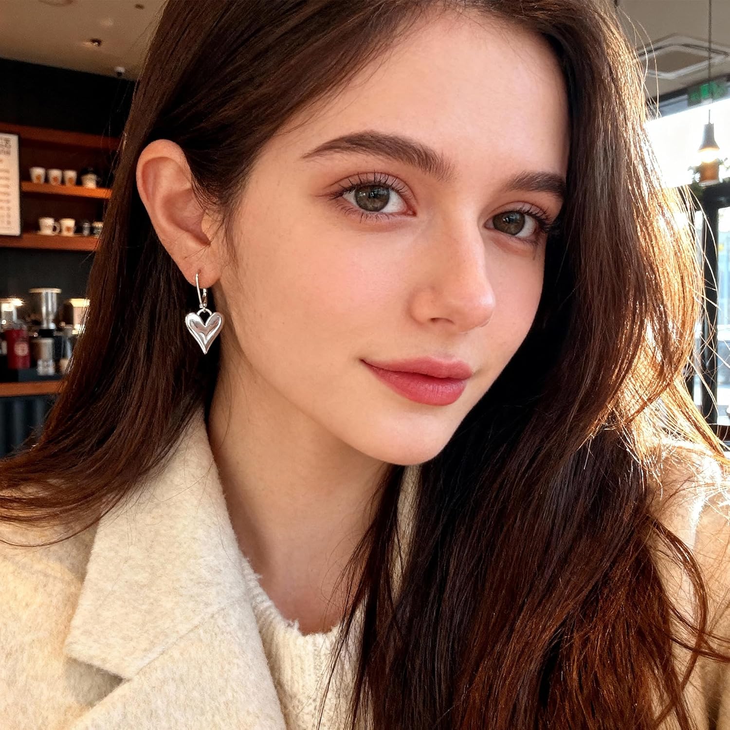 ALEXCRAFT Sterling Silver Earrings for Women 925 Leverback Heart Pendant 14K Gold Plated Hypoallergenic Earrings - Image 3