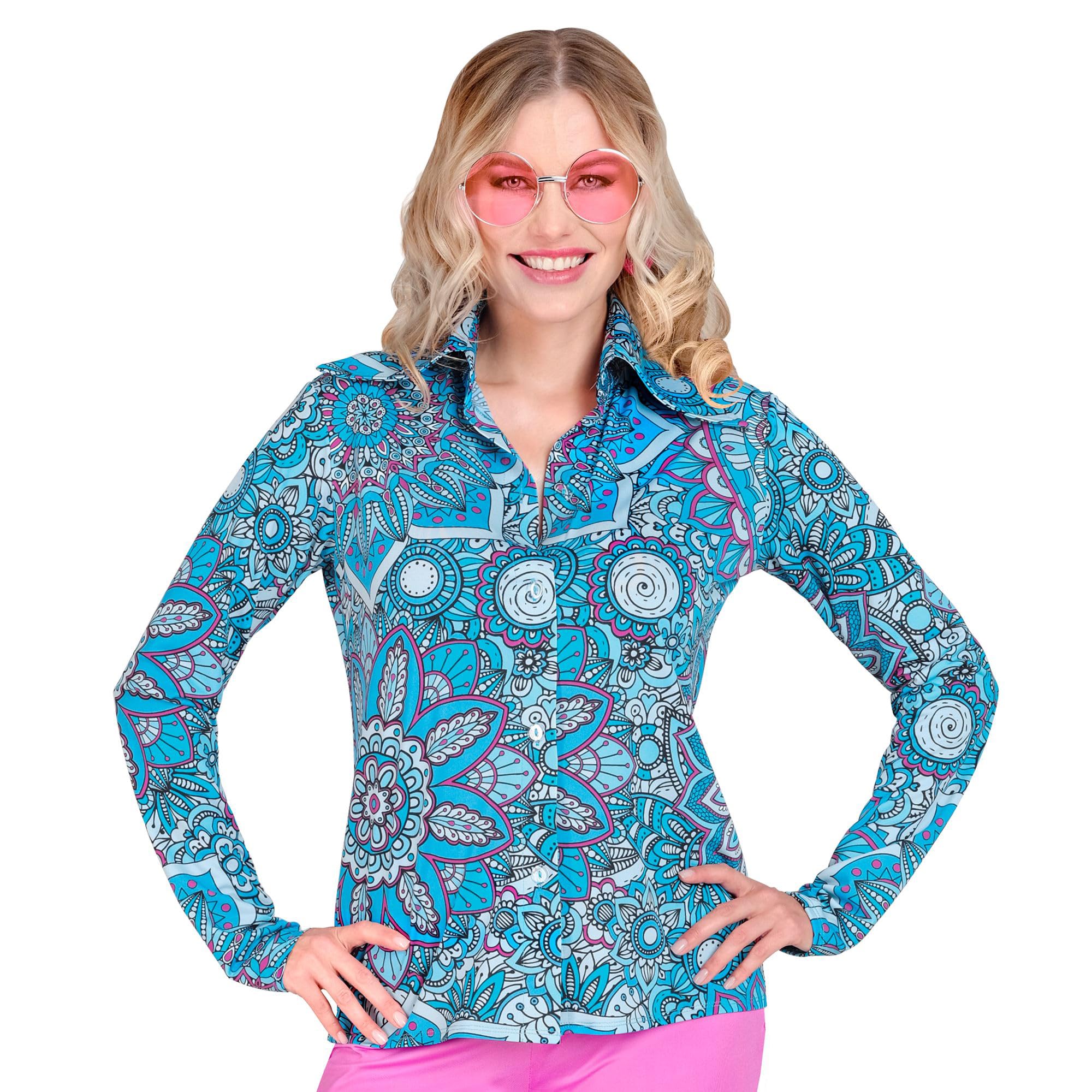 WIDMANN MILANO PARTY FASHION - 60s Blouse for Women, Hippie, Reggae, Flower Power, Disco Fever, Schlagermove