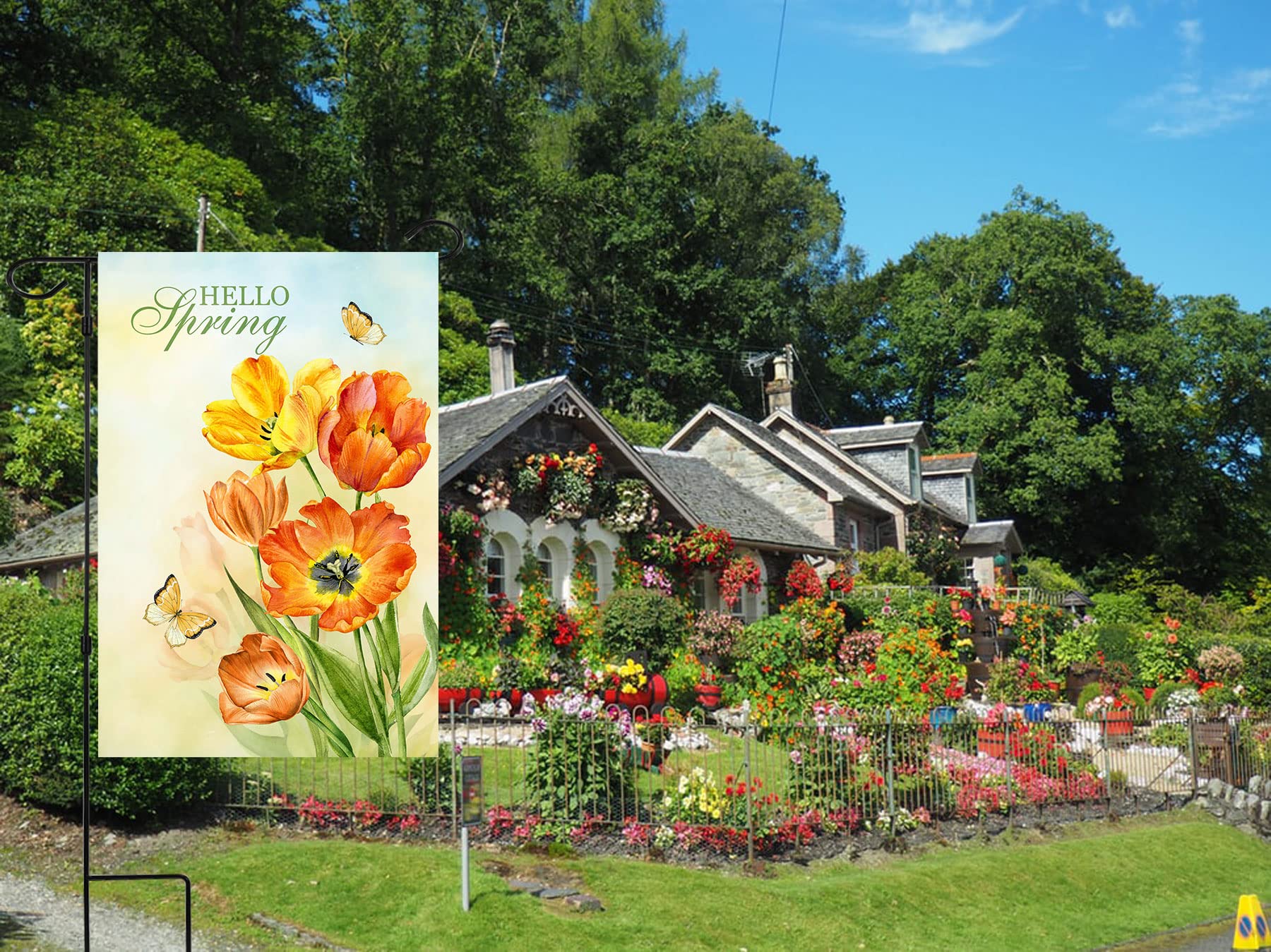 Frühlings-Flagge Mit Vögeln & Blumen – Doppelseitig, Wetterfest, 30,5 X 45,7 Cm Für Garten & Terrasse