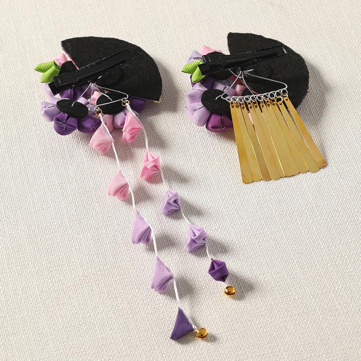 Set di 2 fermagli per capelli da donna a forma di kimono giapponese, con nappa, accessori per capelli tradizionali Kanzashi