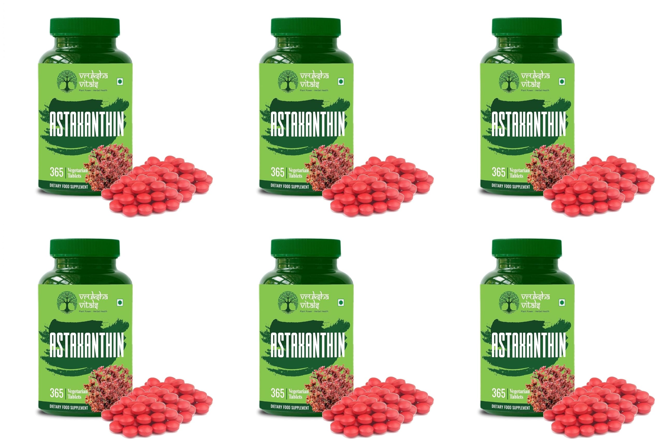 Vruksha Vitals Astaxanthin - 4 mg per tablet - 365 Tablets/Capsules Algal Source - Plant based Supplement x Pack of 6 (B0CLYLK1CB) Amazon Price History, Amazon Price Tracker
