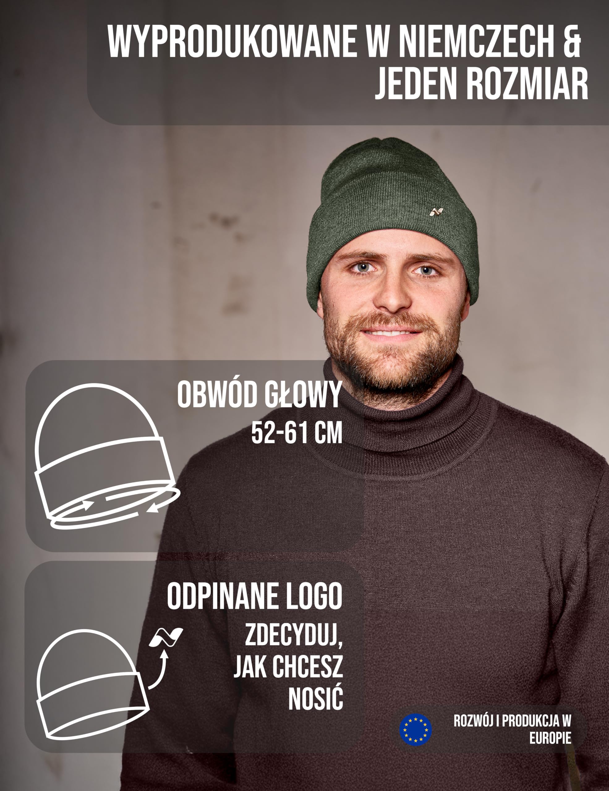 Czapka NYTTED® Merino wykonana w 100% z wełny merynosowej dla kobiet i mężczyzn – miękka i ciepła – czapka merynosowa/czapka zimowa/czapka wełniana/czapka dzianinowa