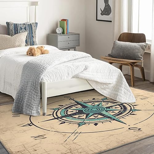 Miniatura 2 de Alfombra de brújula y decoración del hogar, alfombra náutica de 3 x 5 pies, alfombras náuticas para entrada, sala de estar, dormitorio, alfombra