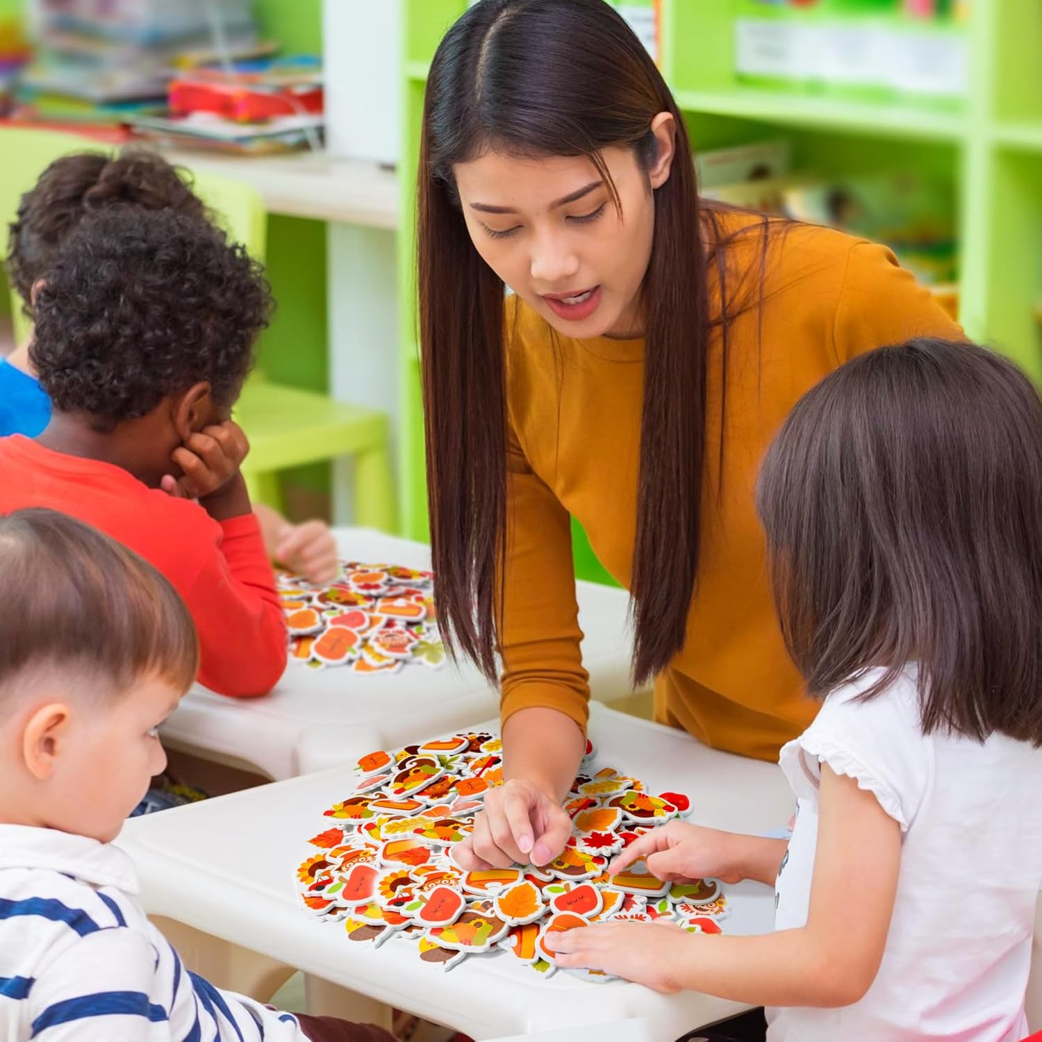 Fall Thanksgiving Foam Stickers - BWkoss 300Pcs Fall Maple Leaf Stickers Bulk Self-Adhesive Autumn Thanksgiving Turkey Pumpkin Foam Sticker for DIY Gift Cards Craft Box Party Scrapbooking Decorations