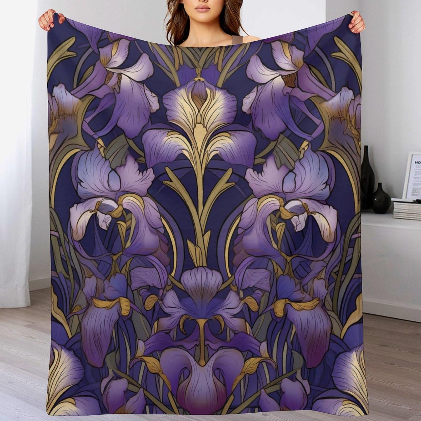 Couverture fleur en polaire douce 150x200cm pour lit et canapé