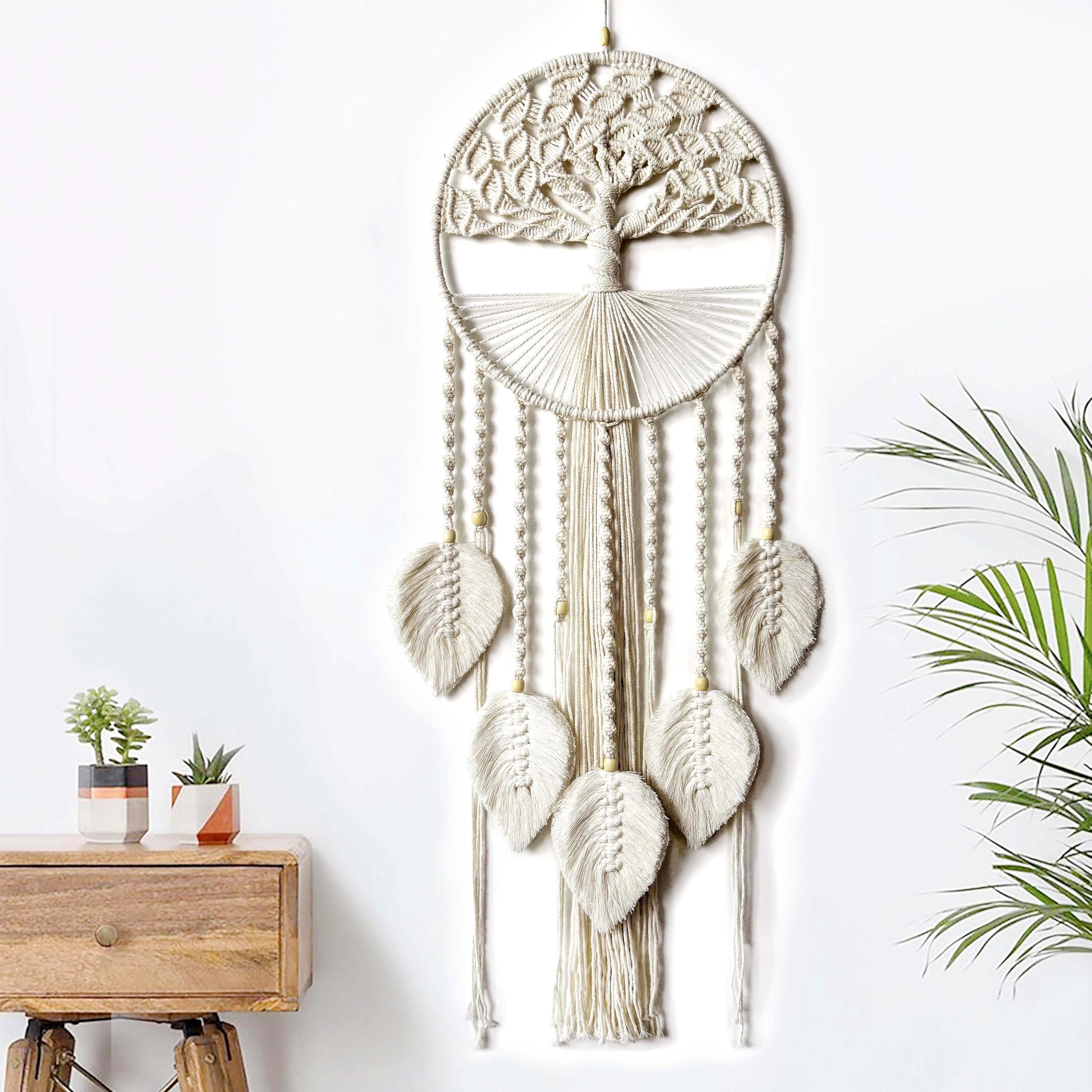 Atrapasueños grande del árbol de la vida, macramé para colgar en la pared, bohemio, hecho a mano, tejido, decoración de pared para adultos, niños, niñas, dormitorio, boda, fiesta, regalo de bendición