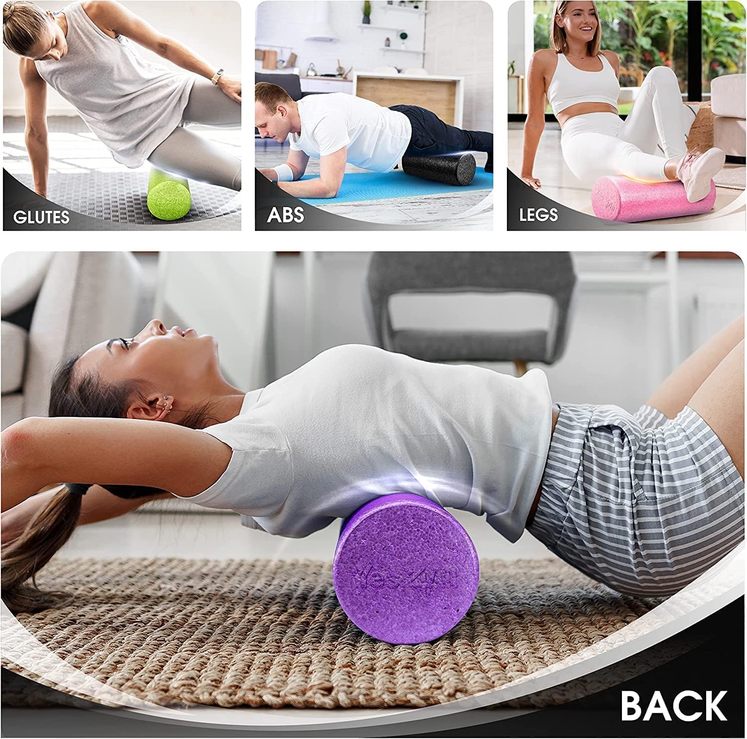 High-Density EPP Round Back Roller Foam, Exercise Foam Roller for Yoga thumbnail 3